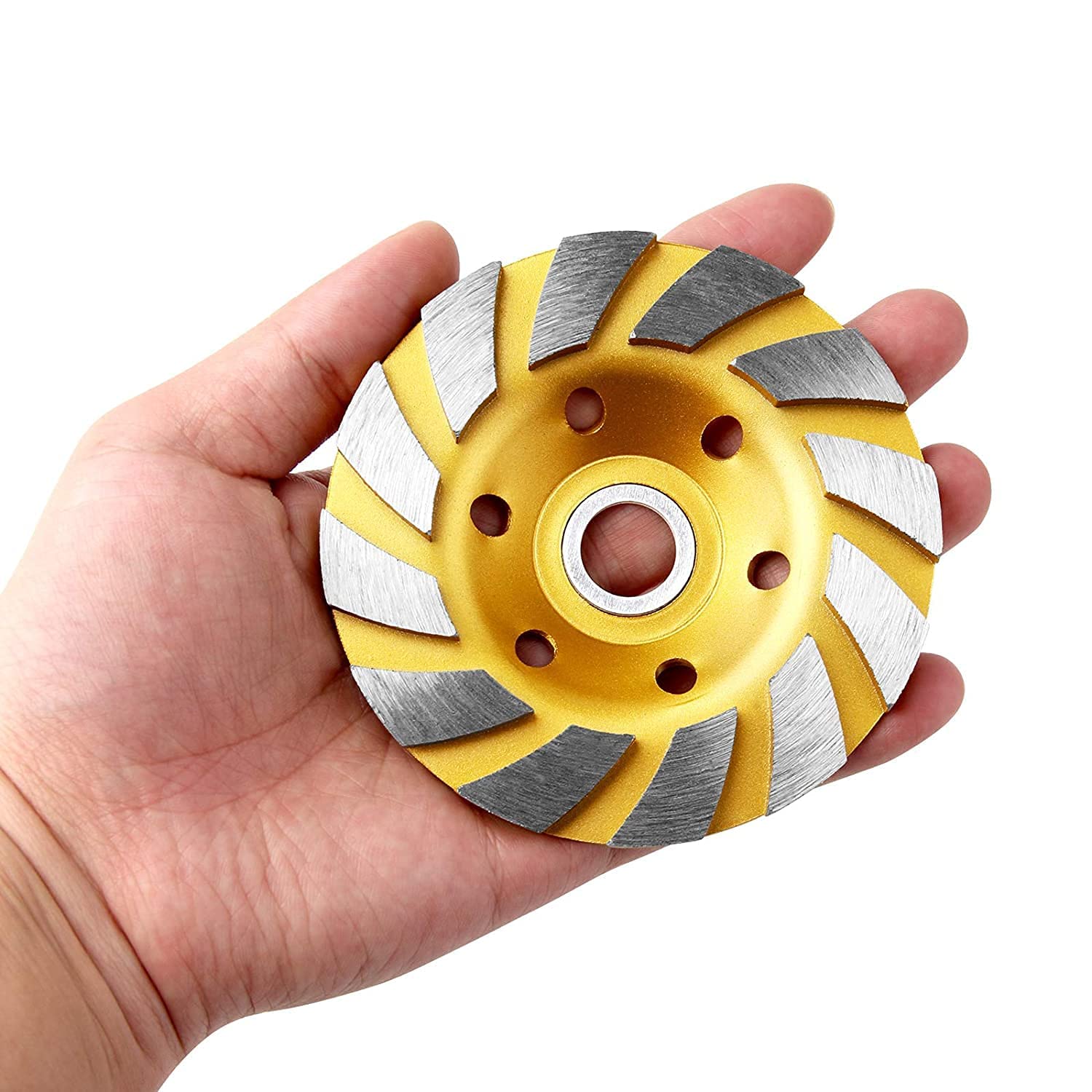 2-Pack 4-Inch Diamond Grinding Cup Wheel for Angle Grinder - Heavy Duty Turbo Segmented Concrete Stone Ceramic Grinder Disc (Yellow) - Perfect for Concrete Surface Preparation, Masonry Work & DIY Home Renovation Projects