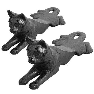 Set of 2 Esschert Design Heavy Duty Cast Iron Cat Door Stoppers - Perfect for Pet Owners to Secure Doors & Prevent Slamming