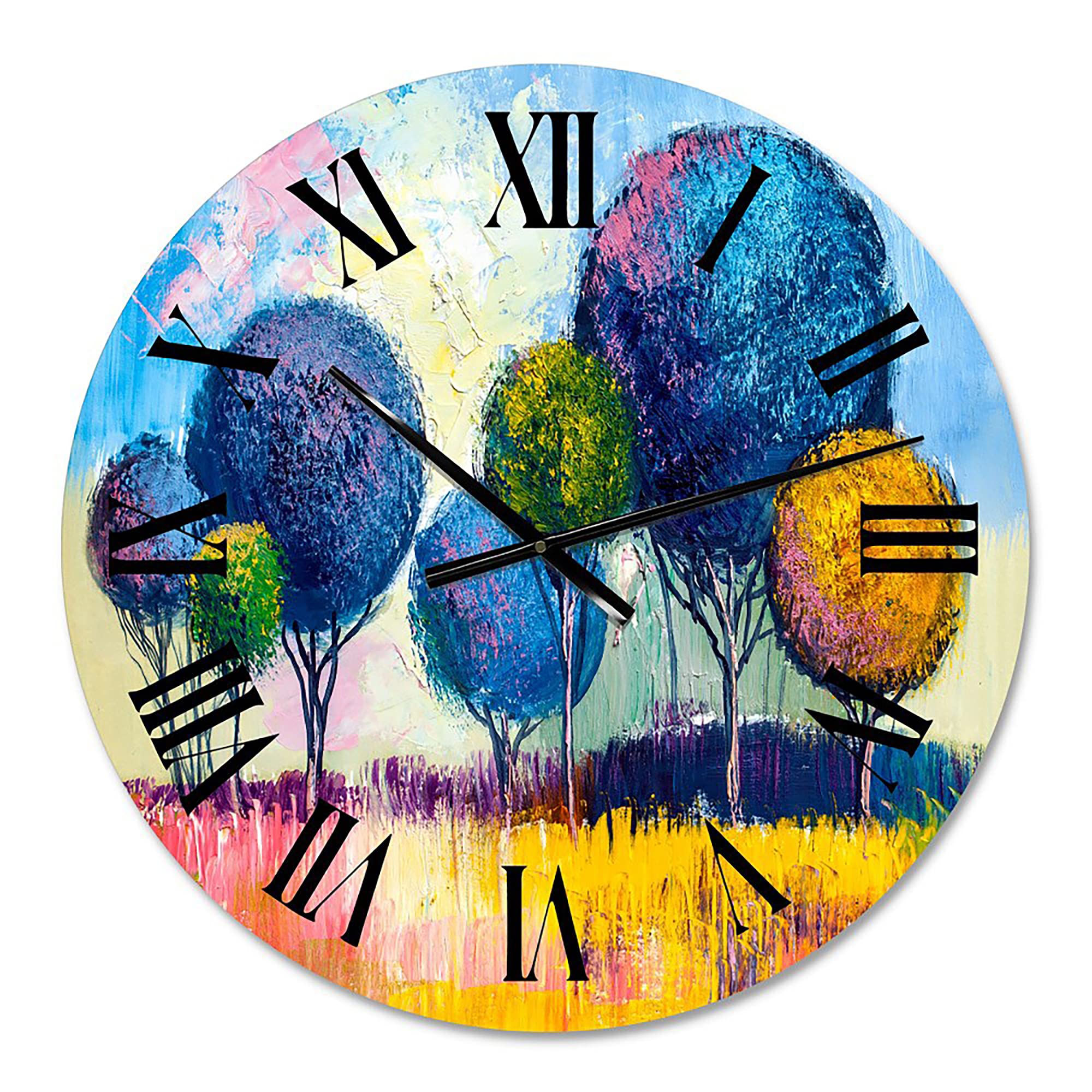 Autumn Fantasy Trees III - Modern Large Wall Clock for Home & Bedroom Decor | Nature Landscape Design | Perfect for Living Room, Office & Gift Giving