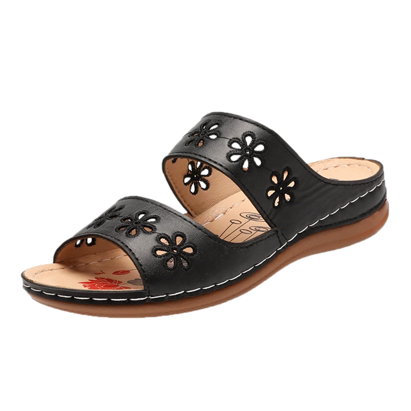Women's Roman Style Flat Flower Slippers - Comfortable Ladies Sandals for Spring & Summer | Perfect for Home, Beach, and Casual Outings
