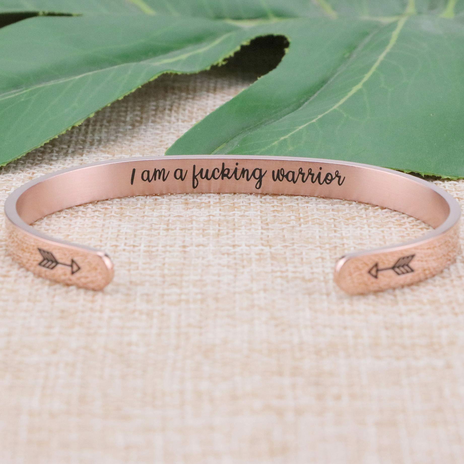 Inspirational Bracelets for Women & Girls - Rose Gold Cuff Jewelry Stainless Steel Gift for Friends, Sister, Mom | Motivational Gift for Birthday, Graduation, Christmas