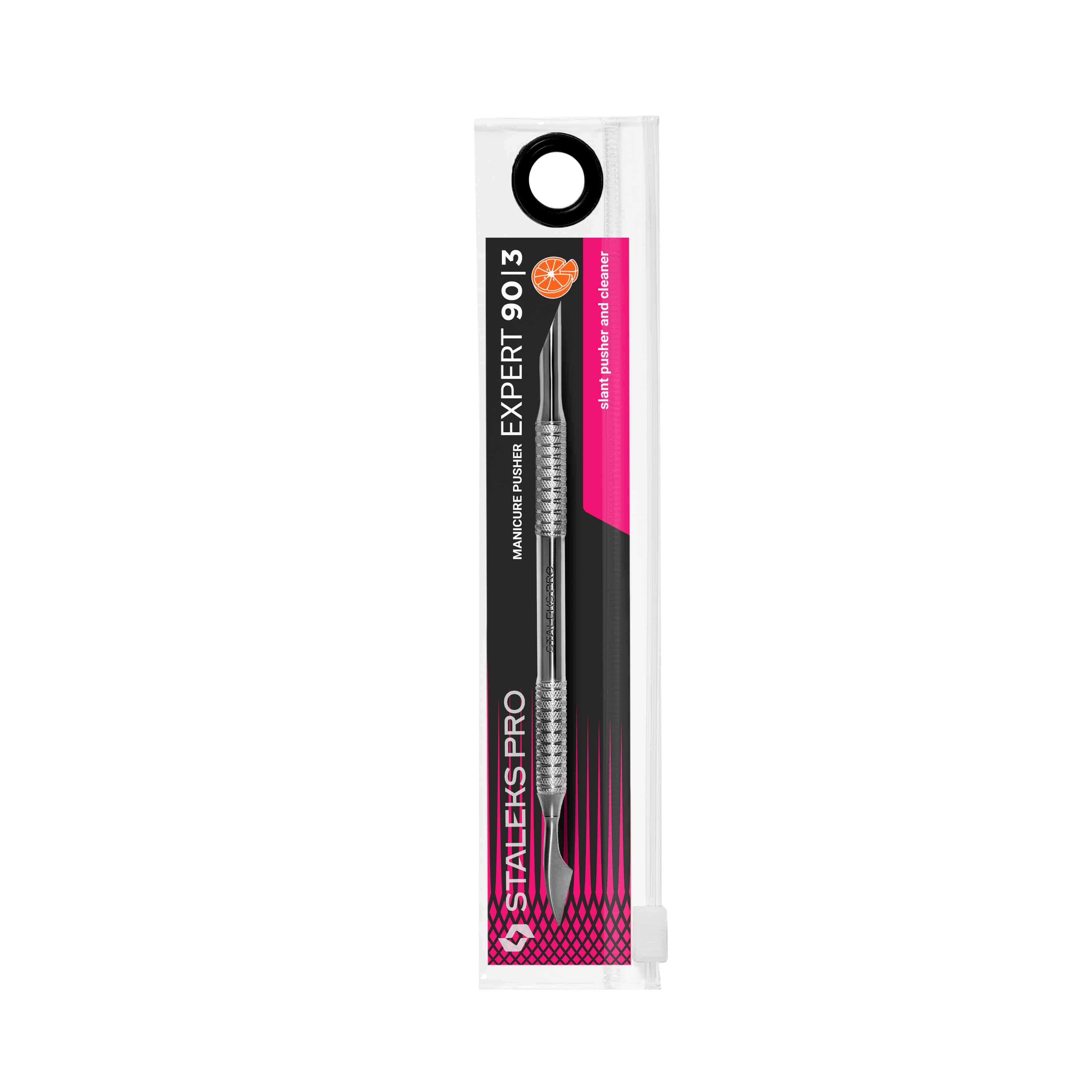 Staleks Expert 90 Type 3 Professional Manicure Pusher & Nail Cleaner - Slanted Cuticle Pusher for Salon & Home Nail Care