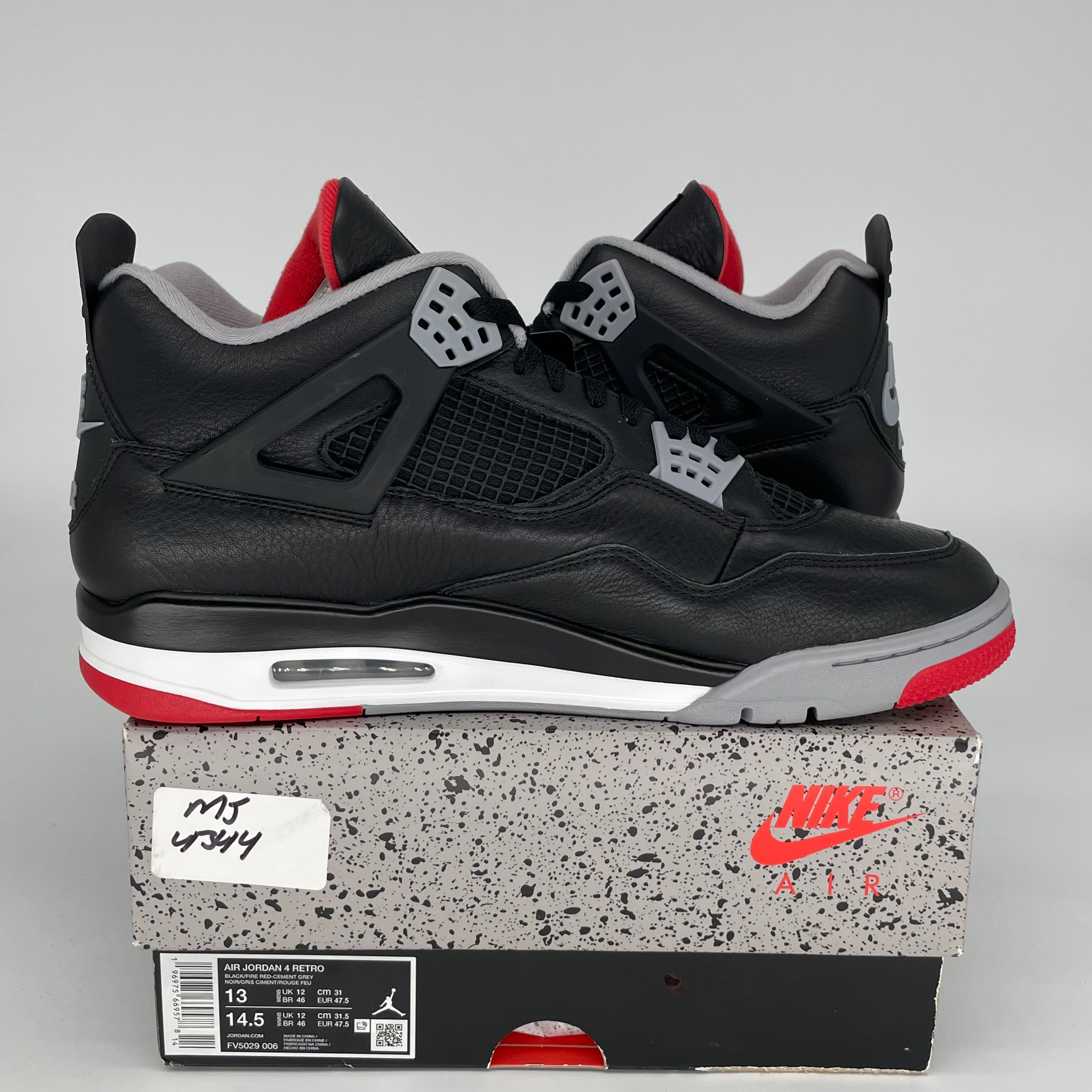 Original Air Jordan 4 Bred Reimagined Men's Basketball Shoes - Size 13 (FV5029-006) | Retro Style Sneakers for Streetwear & Casual Outfits