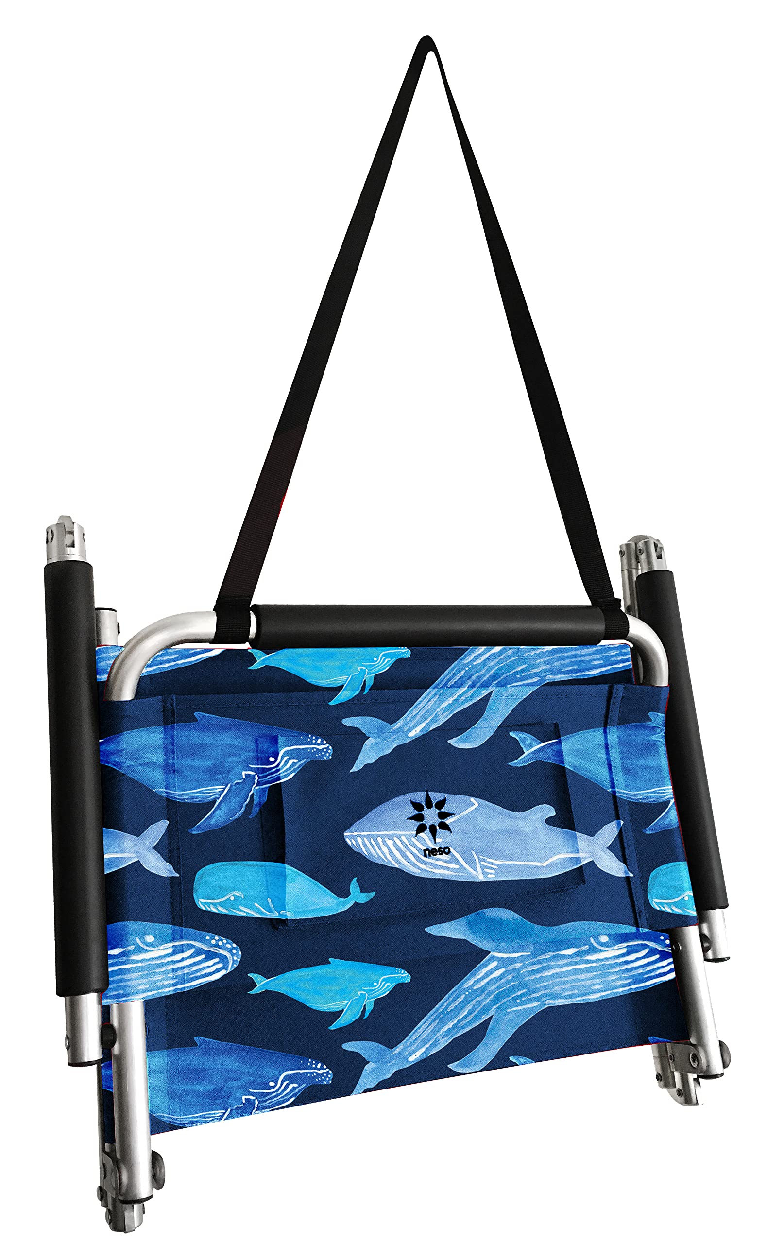 2 Pack Lightweight Water Resistant Beach Chairs with Shoulder Strap & Storage Pocket - Compact Foldable Design (Whale Pattern) for Outdoor, Camping, Picnics & Beach Vacations