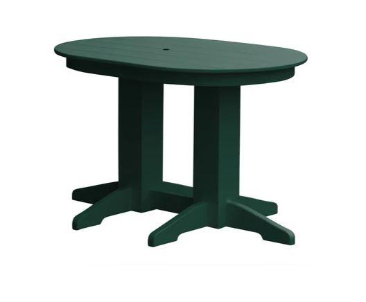 A & L Furniture Oval Dining Table with Free 2 Umbrella Holes - Perfect for Outdoor Patio, Garden, and Poolside Dining