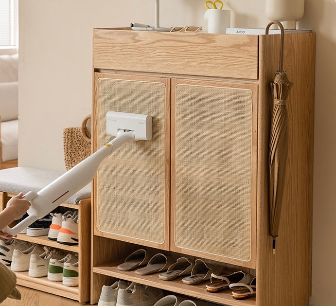 Solid Oak Wood Shoe Storage Cabinet - Modern Nordic Style with Rock Slab Design - Perfect for Entryway, Bedroom, or Closet Organization