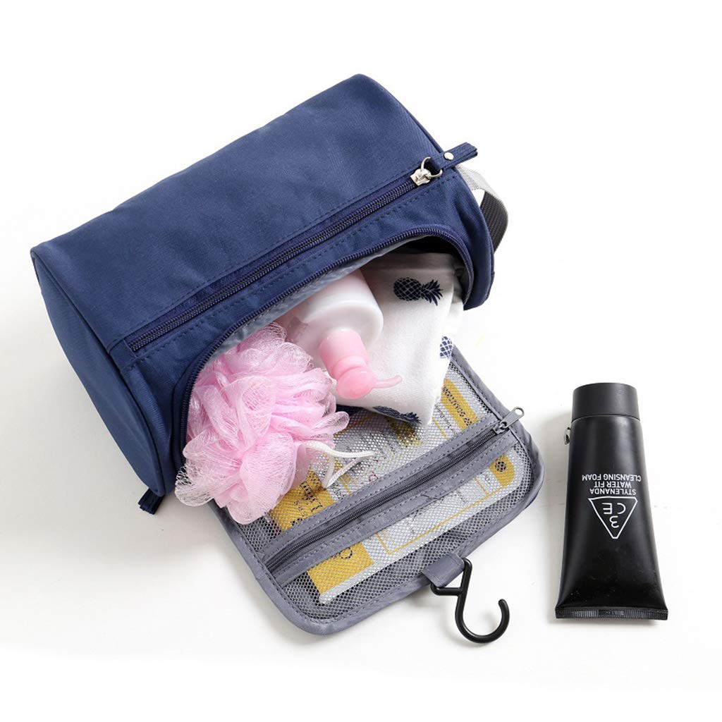 Waterproof Makeup Bag for Travel - Navy Blue Cosmetic Organizer with Multiple Pockets | Perfect for Toiletries Storage, Gym Essentials & Weekend Getaways