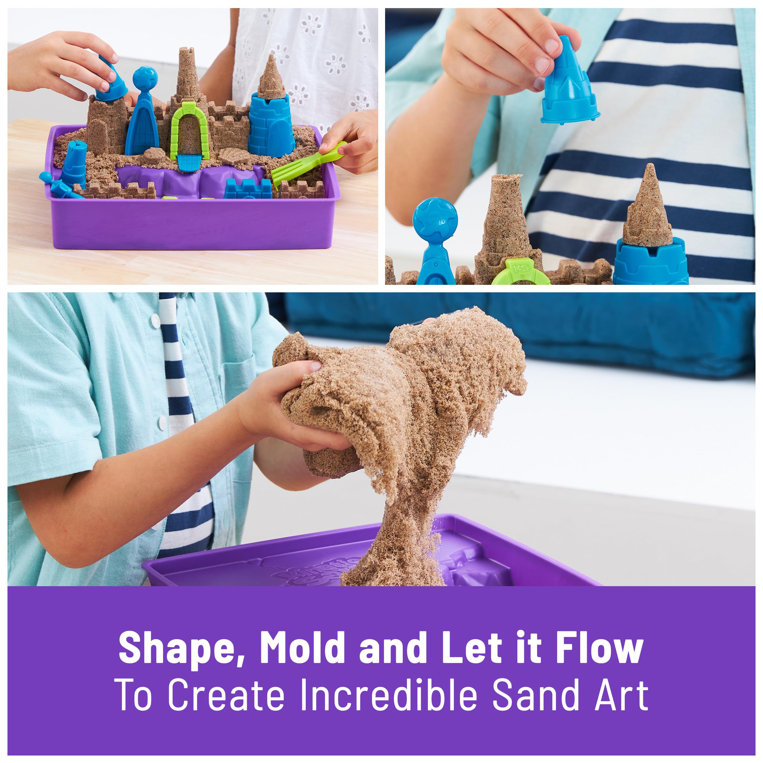 Kinetic Sand Deluxe Beach Castle Playset - 2.5lbs Sensory Sand with Molds & Tools for Kids Ages 5+ | Fun Indoor & Outdoor Creative Play, Stress Relief, Birthday Gift Idea