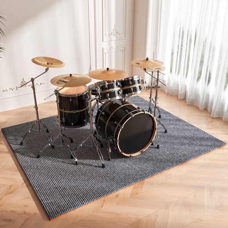 Non-Slip Soundproof Drum Rug Mat for Electronic & Jazz Drum Kits - Bass Drum & Snare Pad Protector - Durable Musical Instrument Carpet for Home Studios & Live Performances