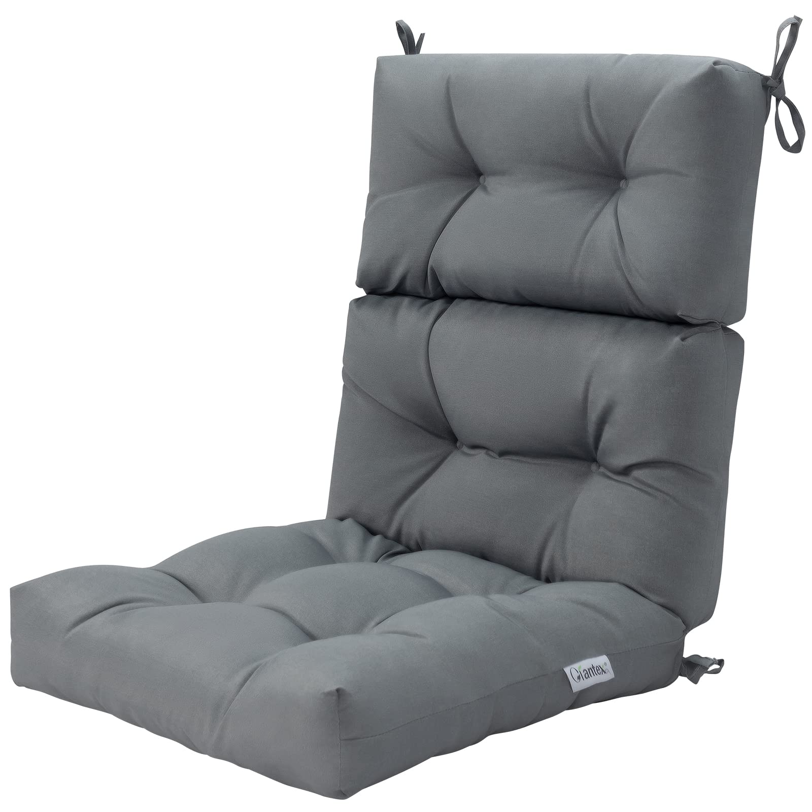 **Tangkula High Back Patio Chair Cushion Set of 2 – Tufted Non-Slip Outdoor Seat Cushions with Ties for Rocker, Glider & Wicker Furniture – Water-Resistant Grey Cushions for Indoor & Outdoor Use (Perfect for Porch, Deck, Garden & Poolside Relaxation)**