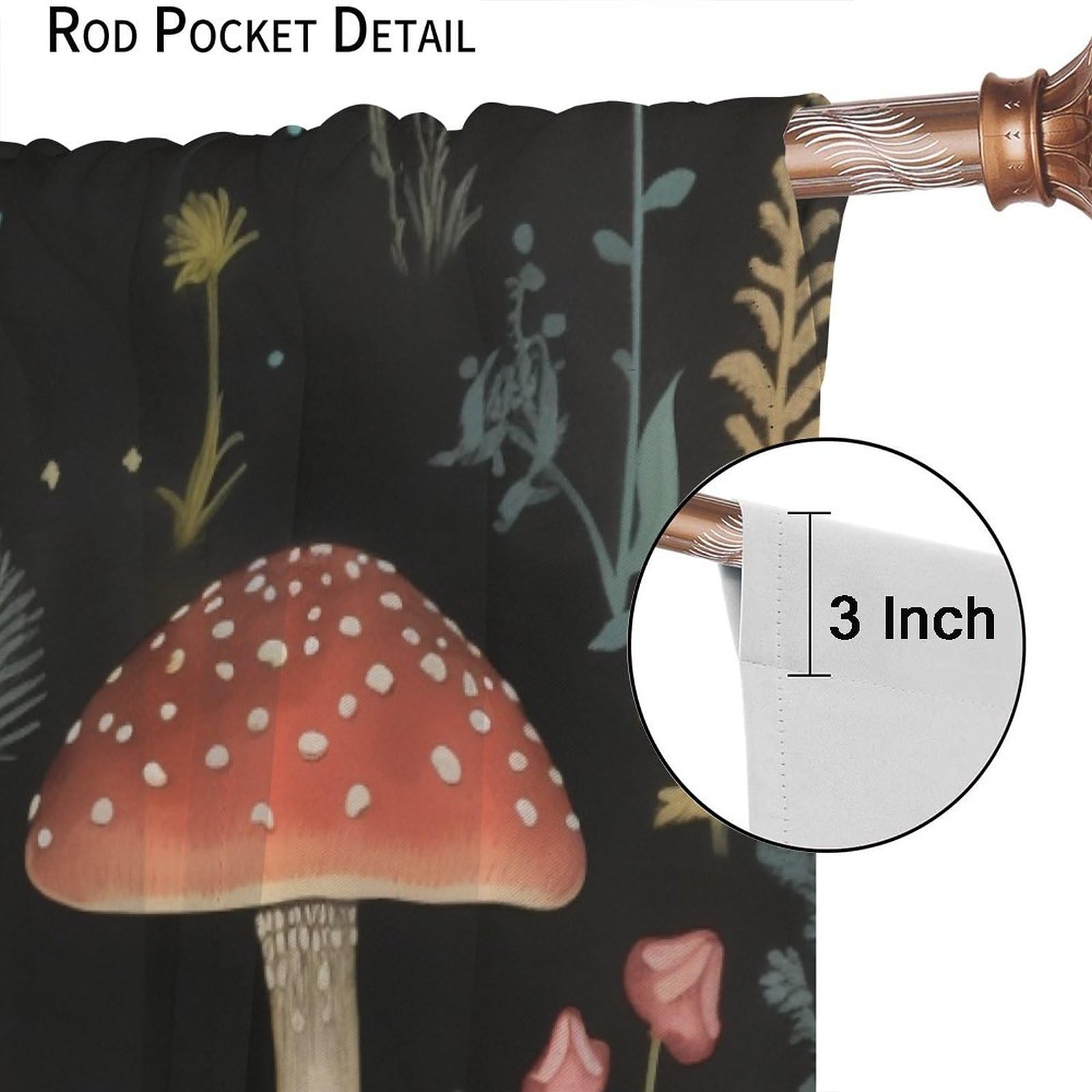 **Retro Cartoon Mushroom Blackout Curtains - Starry Sky Forest Colorful Mushroom Pattern, Rod Pocket Window Drapes for Bedroom, Living Room, Kitchen & Nursery (42x54 Inches) - Perfect for Kids' Rooms, Cozy Spaces & Light Blocking**