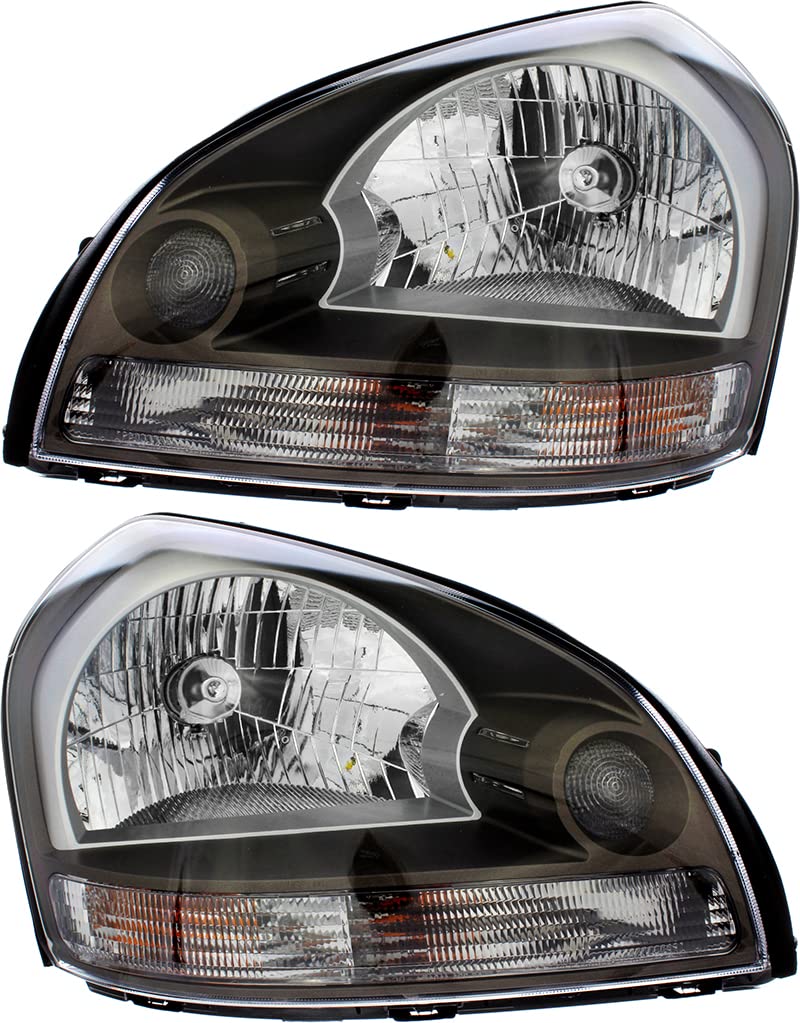 2005-2008 Hyundai Tucson Replacement Headlight Assembly Set - Halogen Headlamp Pair for Driver & Passenger Side | Perfect for Night Driving & Foggy Conditions