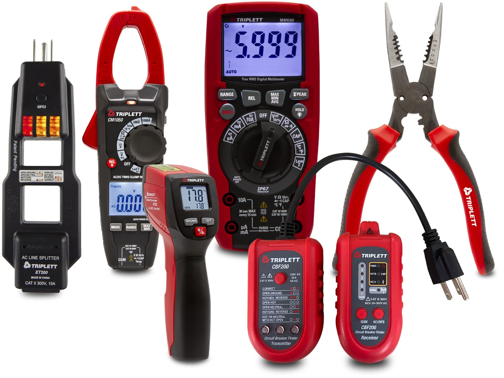 Triplett EL6PRO-KIT 6-Piece Professional Electrical Tool Set - Multimeter, Voltage Tester, Clamp Meter for Electricians, DIY Home Repairs & Industrial Maintenance