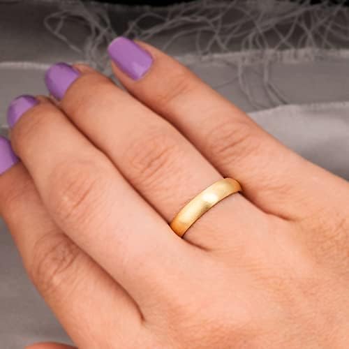 4mm 14K Gold Plated Wedding Ring Set - Matching Couple Bands for Him & Her - Personalized Engraved Silver Wedding Rings - Perfect for Anniversaries, Engagements & Romantic Gifts