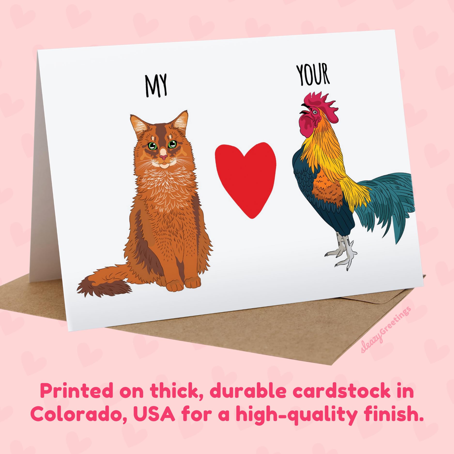 Funny & Naughty Greeting Cards for Men - Dirty Anniversary, Birthday & Valentine's Day Cards for Husband/Boyfriend - 'My Cat Loves Your Rooster' Humorous Card - Perfect for Romantic Occasions & Playful Couples