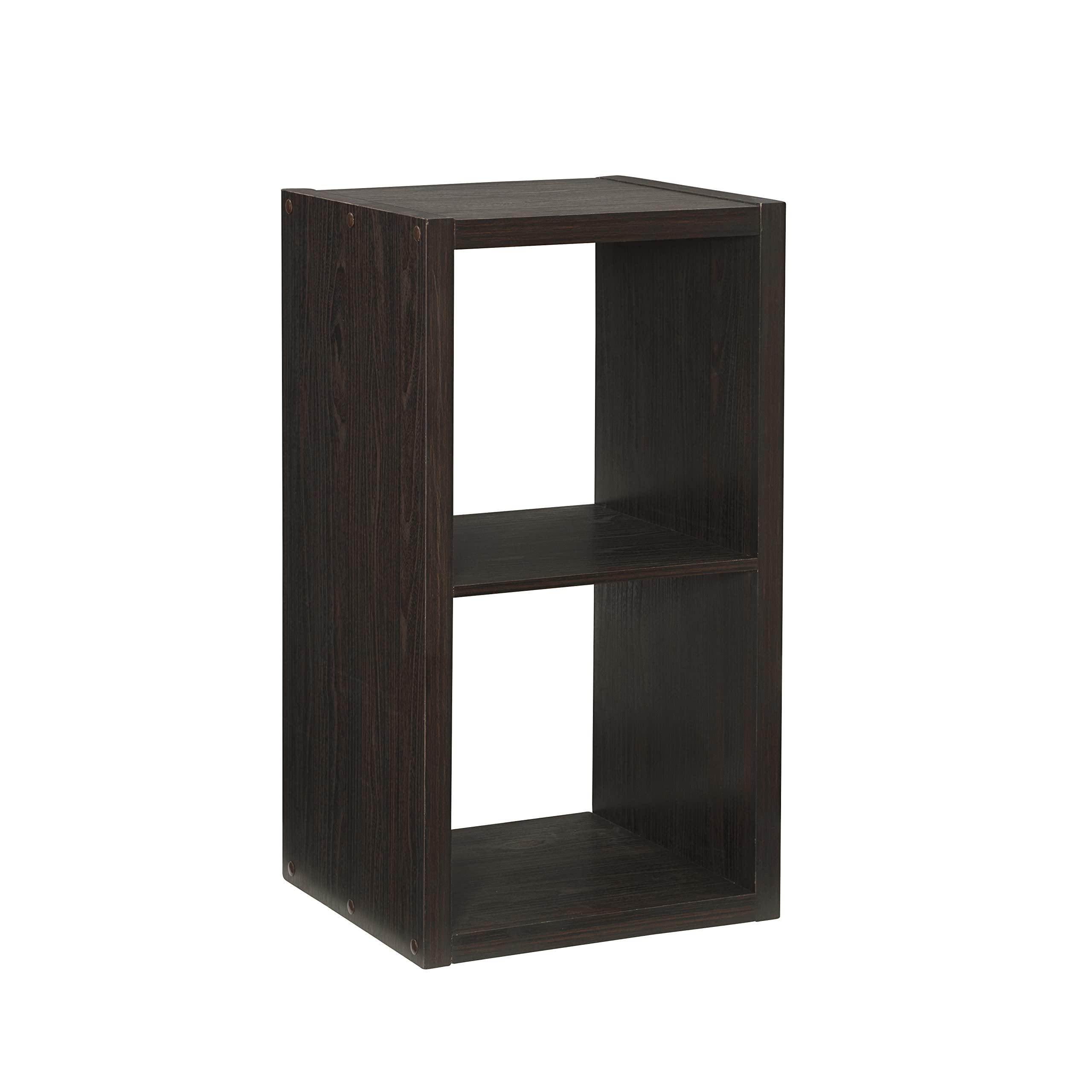 Linon Dawes 2 Cabinet Espresso Brown Wooden Storage Organizer with 12 Cubby Shelves - Perfect for Entryway, Living Room, Bedroom, or Office Organization
