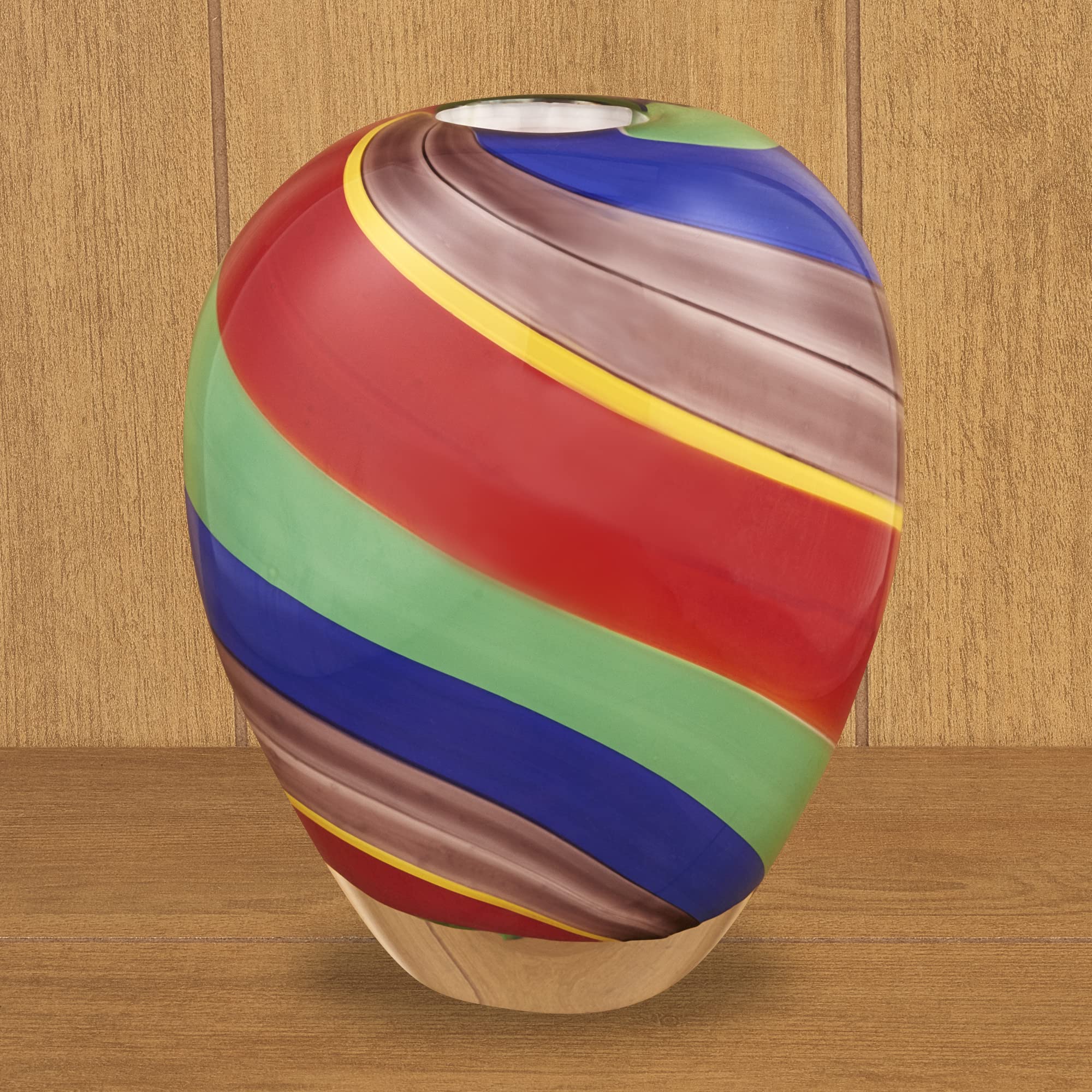 Badash Rainbow Murano-Style Art Glass Vase - 8.5 Inch Hand-Blown Glass Vase for Modern Home Decor - Perfect for Living Room, Dining Table & Wedding Centerpieces