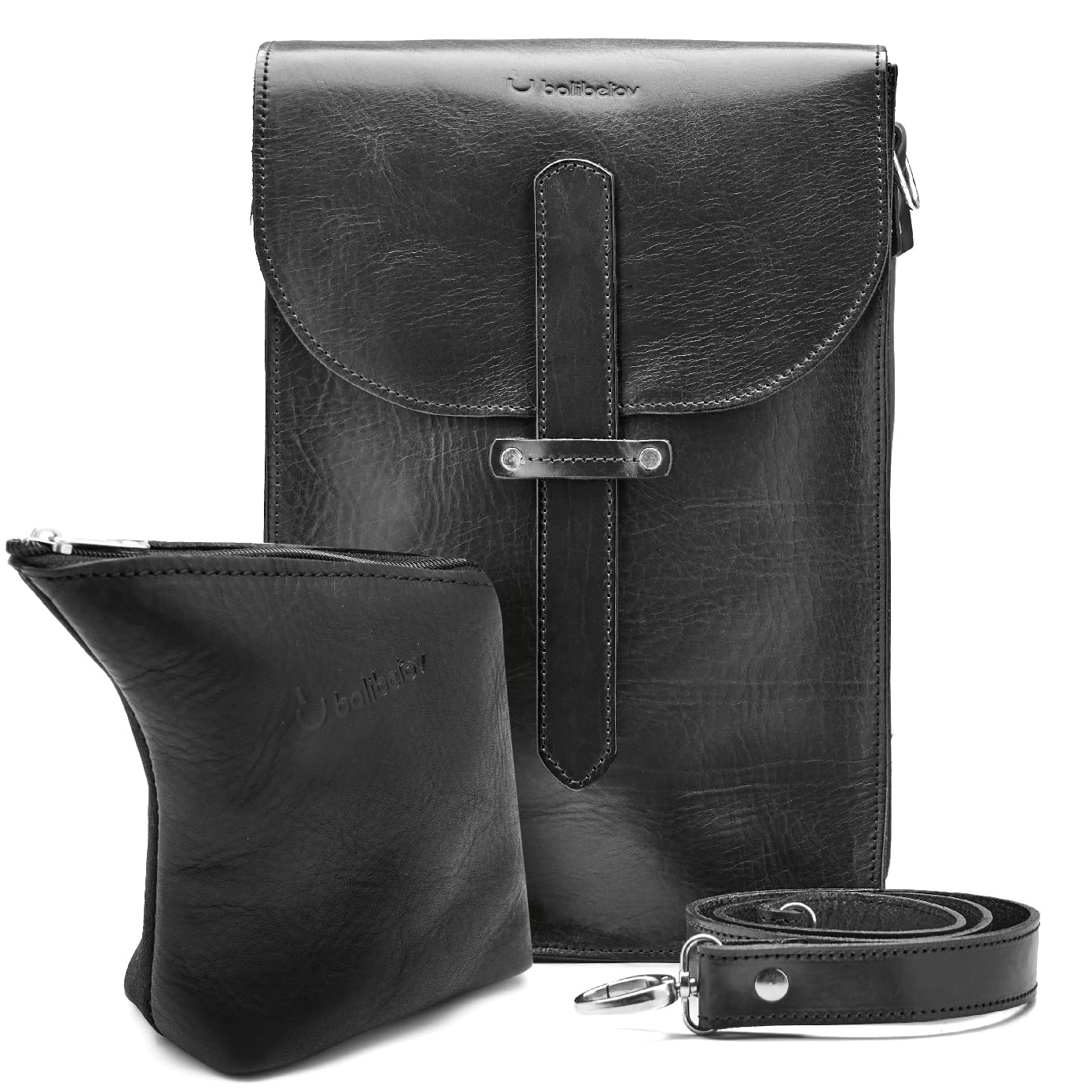 BALIBETOV Genuine Argentine Leather Mate Bag Set - Premium Yerba Mate Gourd Carrier & Thermos Holder Tote - Handcrafted Leather Matera with Matching Yerbera Bag for Traditional South American Tea Drinking - Perfect for Outdoor Adventures, Camping & Daily Use