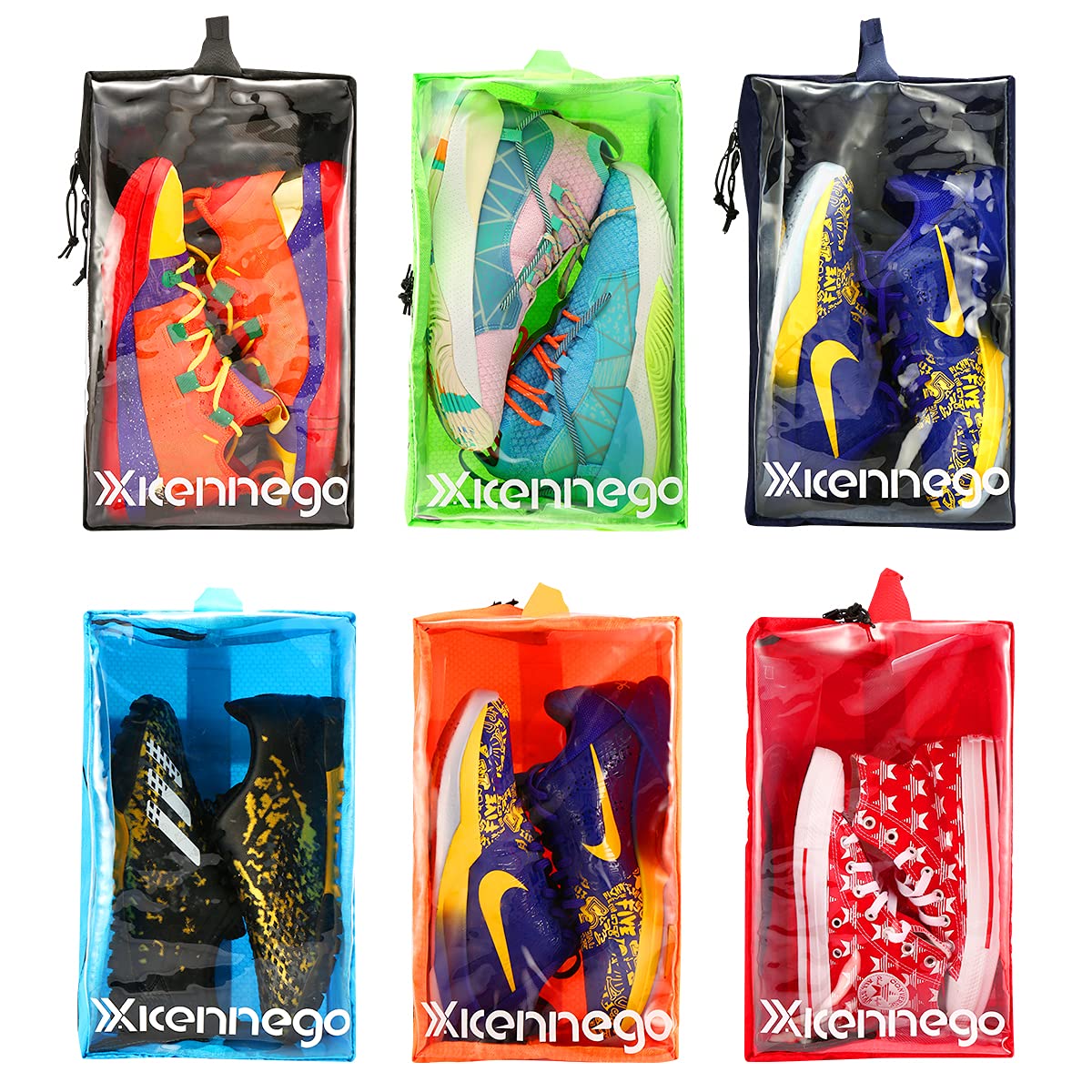 Xicennego Portable Basketball Shoe Bag with Zipper - Waterproof Sneaker Storage Organizer - Foldable PU Shoe Pouch for Travel & Gym - Durable Shoe Box Bag for Men & Women (Red) - Perfect for Basketball Practice, Sports Travel & Shoe Protection