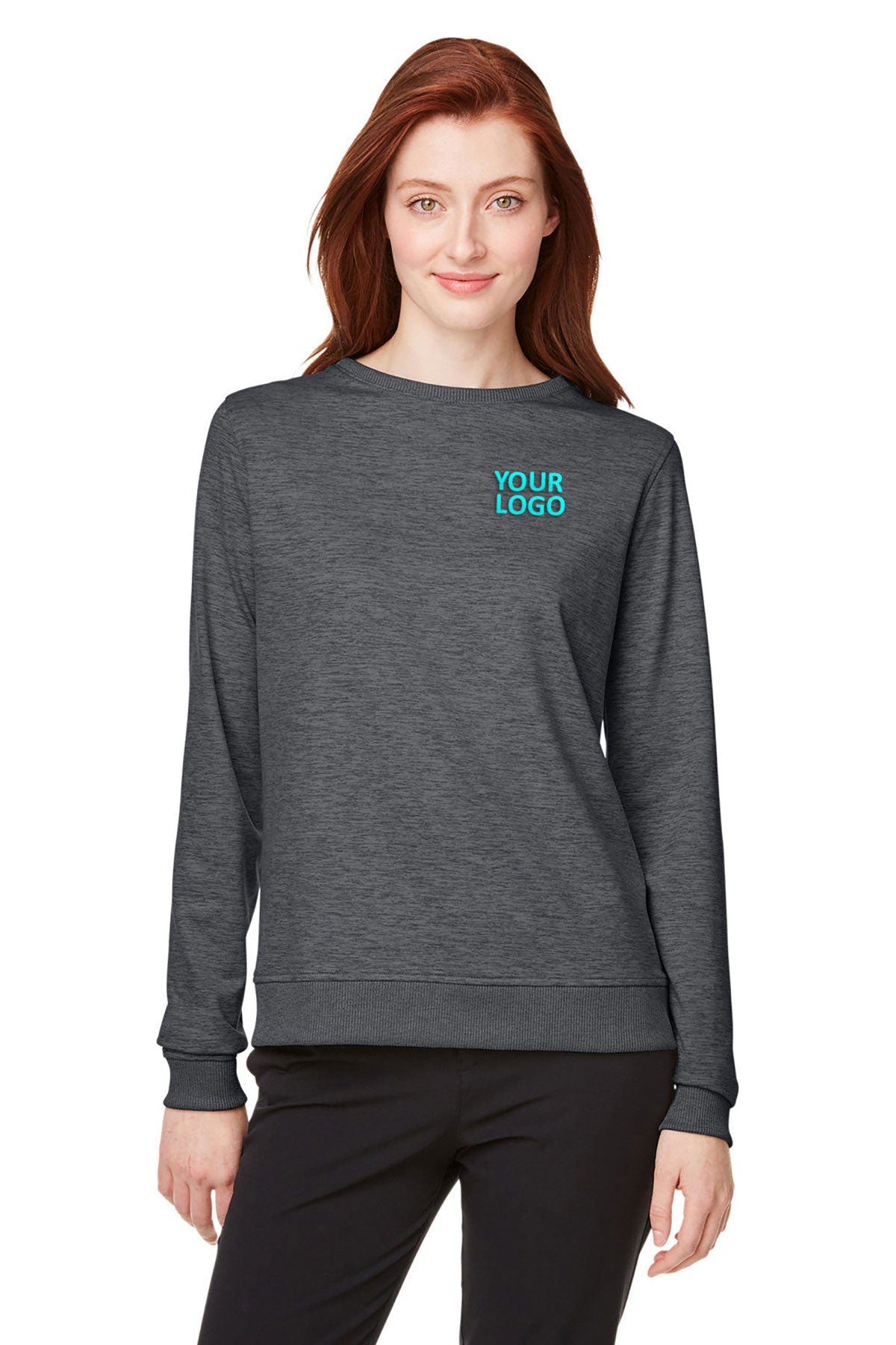 Custom Puma Women's Cloudspun Crew Sweatshirt - Soft & Comfortable Puma Black Heather Pullover for Casual Wear, Gym & Lounge