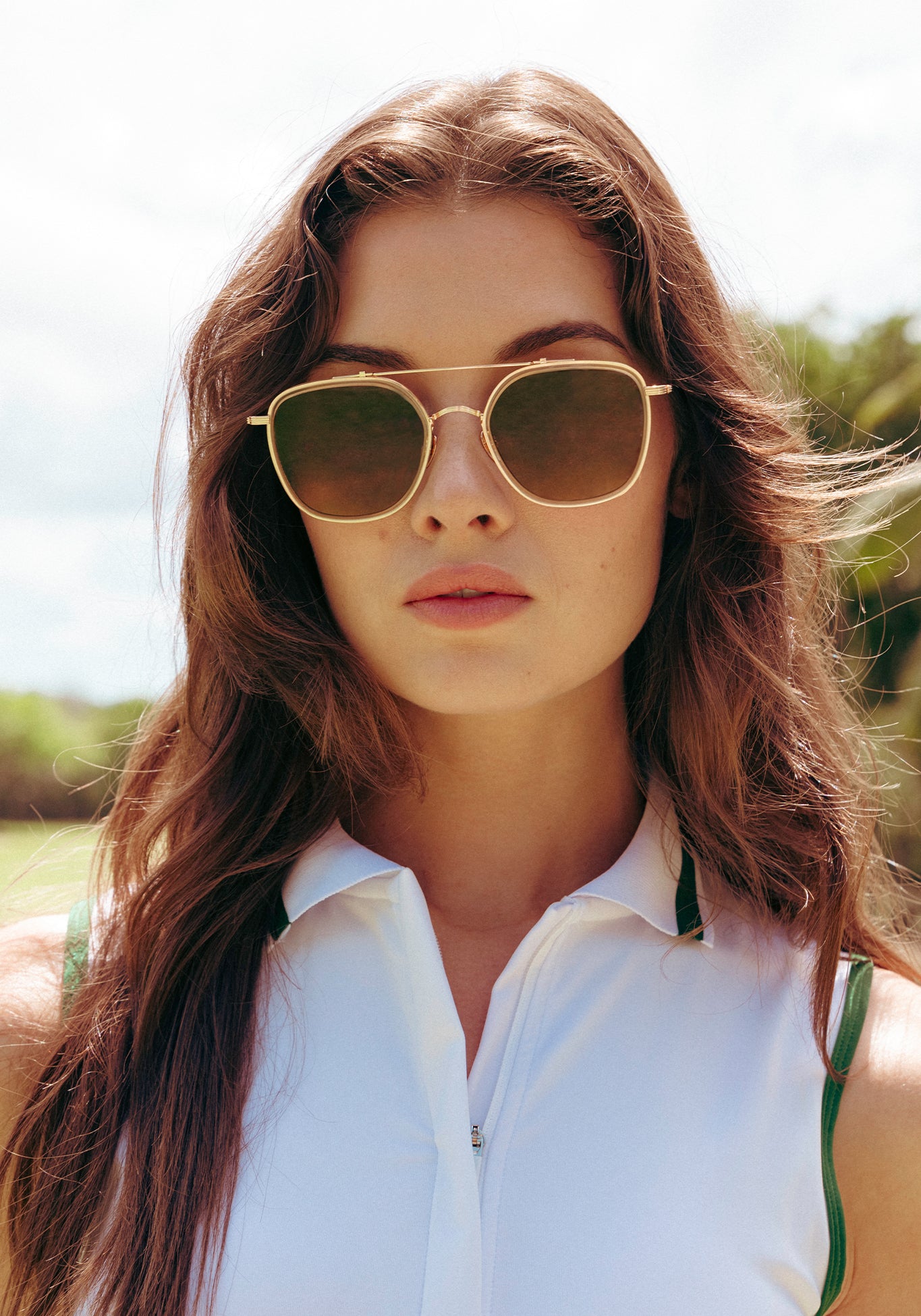 18K Gold Plated Titanium Polarized Sunglasses with Champagne Lenses - Stylish UV Protection for Outdoor Activities, Driving, and Beach Vacations