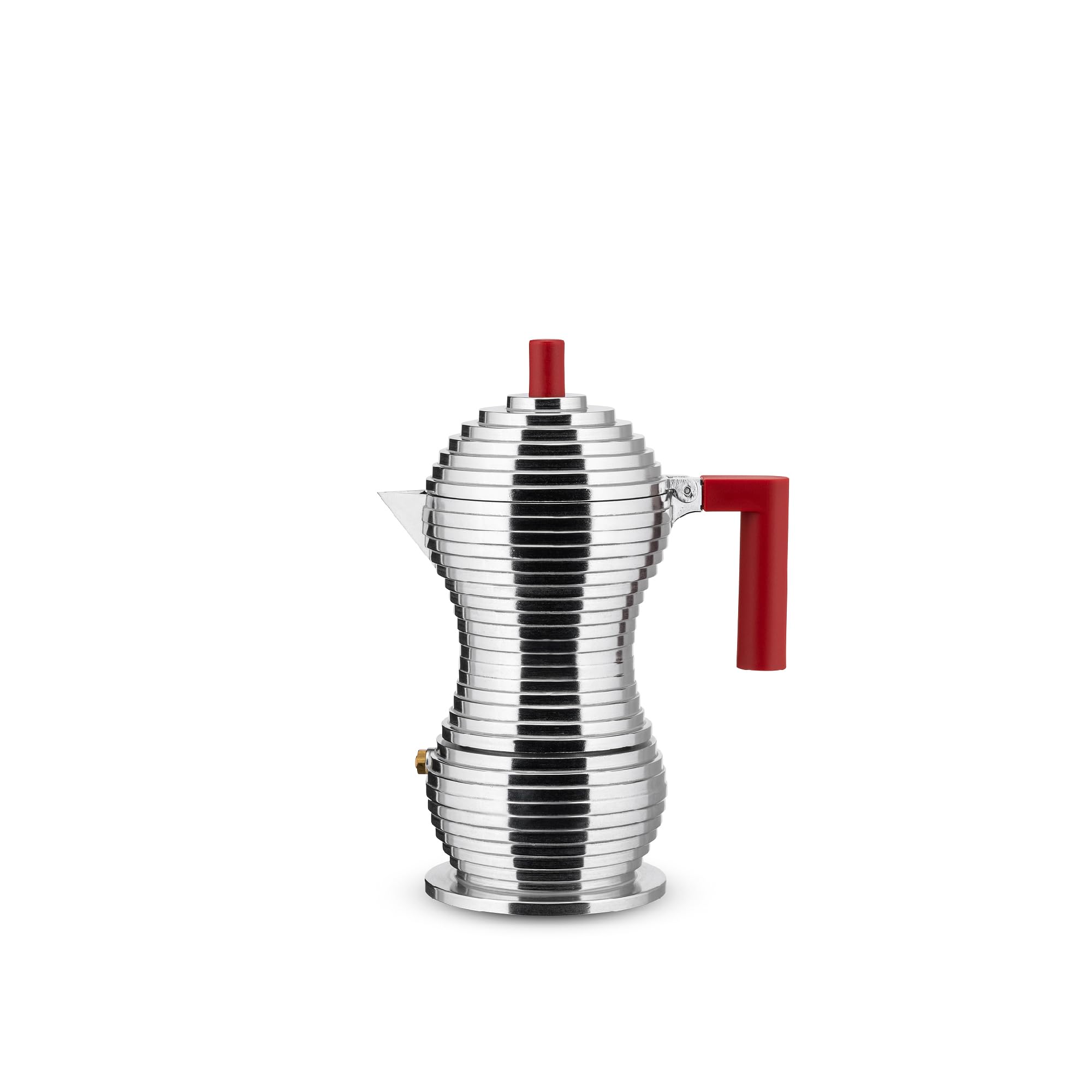 Alessi Pulcina MDL02/03RFM Stovetop Espresso Maker - 3-Cup Italian Coffee Pot with Cast Aluminum Body, PA Handle & Magnetic Steel Base, Red - Perfect for Home Brewing & Gift Giving
