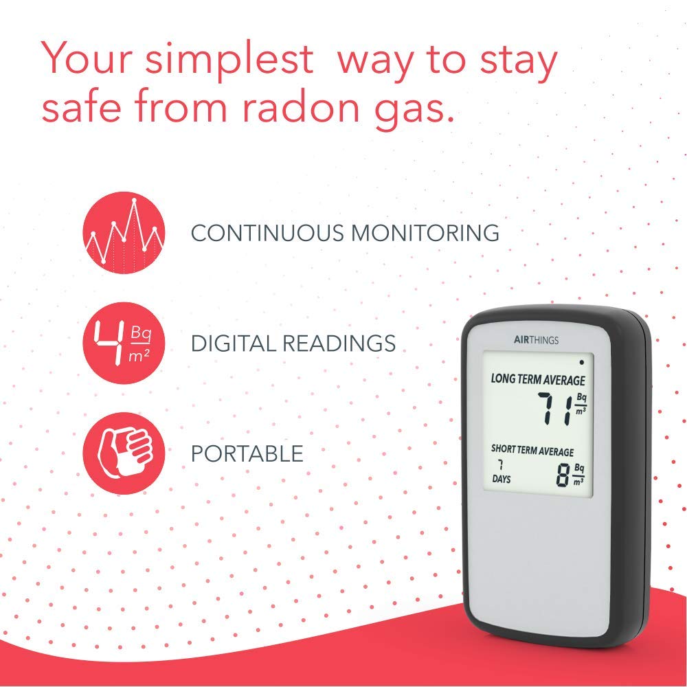 Airthings Corentium Home Radon Gas Detector - Accurate & Easy-to-Use Radon Testing Kit for Home Safety | Monitor Indoor Air Quality for Basements, Bedrooms & Living Spaces