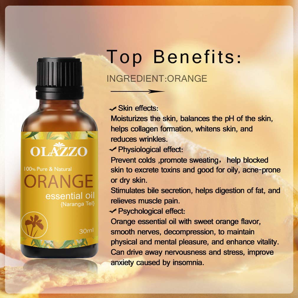 100% Pure Sweet Orange Essential Oil - Cold Pressed, Unperfumed, Organic for Aromatherapy, Hair Growth & Radiant Skin - 30ml - Perfect for DIY Beauty, Massage & Home Fragrance