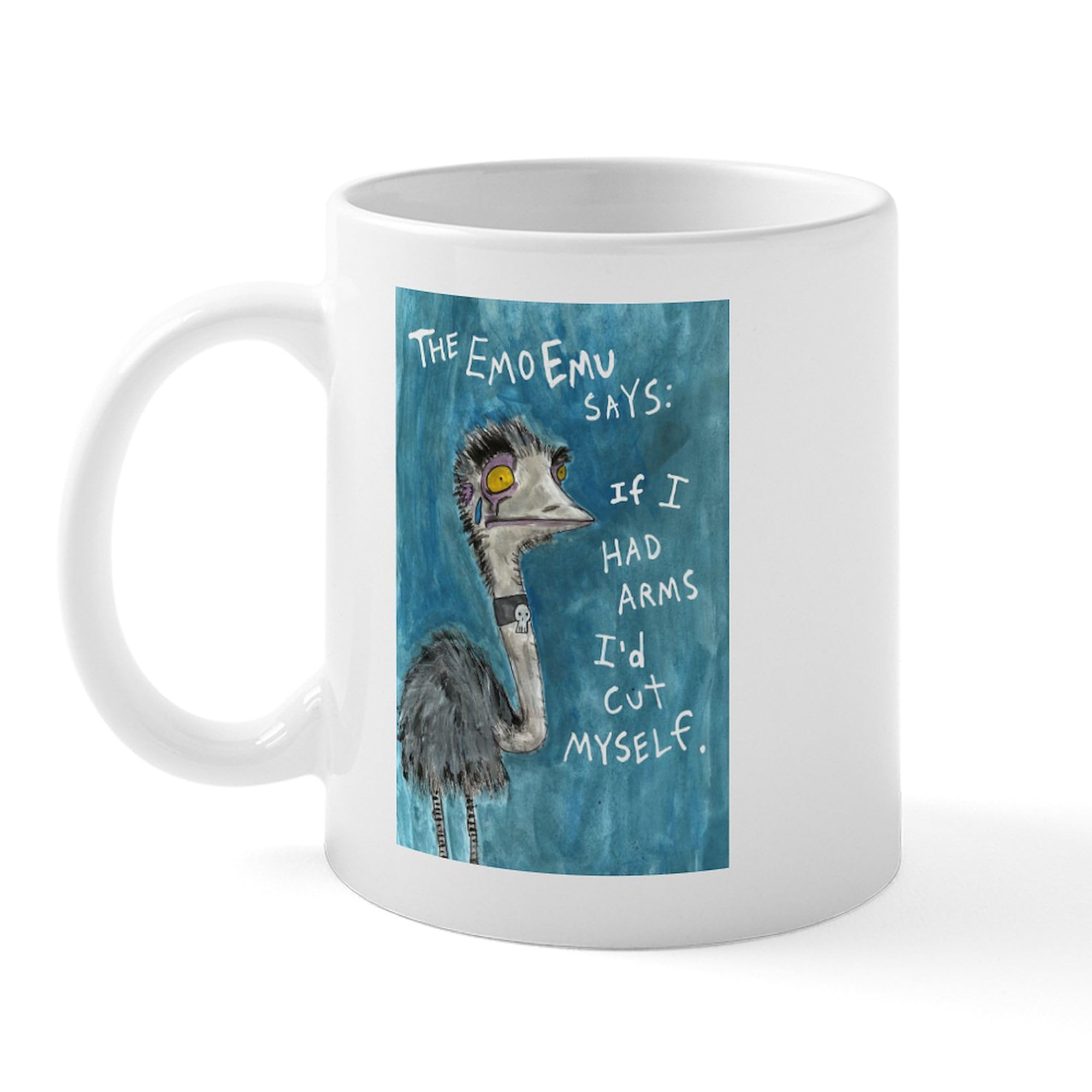 Emo Emu Ceramic Coffee Mug 11 oz (325 ml) - Funny & Unique Gift for Emo Fans, Coffee Lovers - Perfect for Home, Office & Gifts