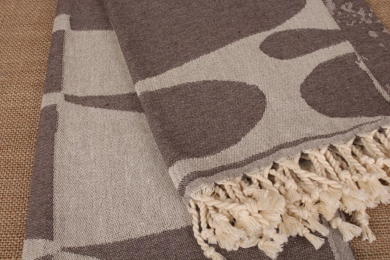 Premium Brown Turtle Turkish Beach Towel - Extra Large, Soft & Absorbent - Perfect for Pool, Beach, Travel & Yoga