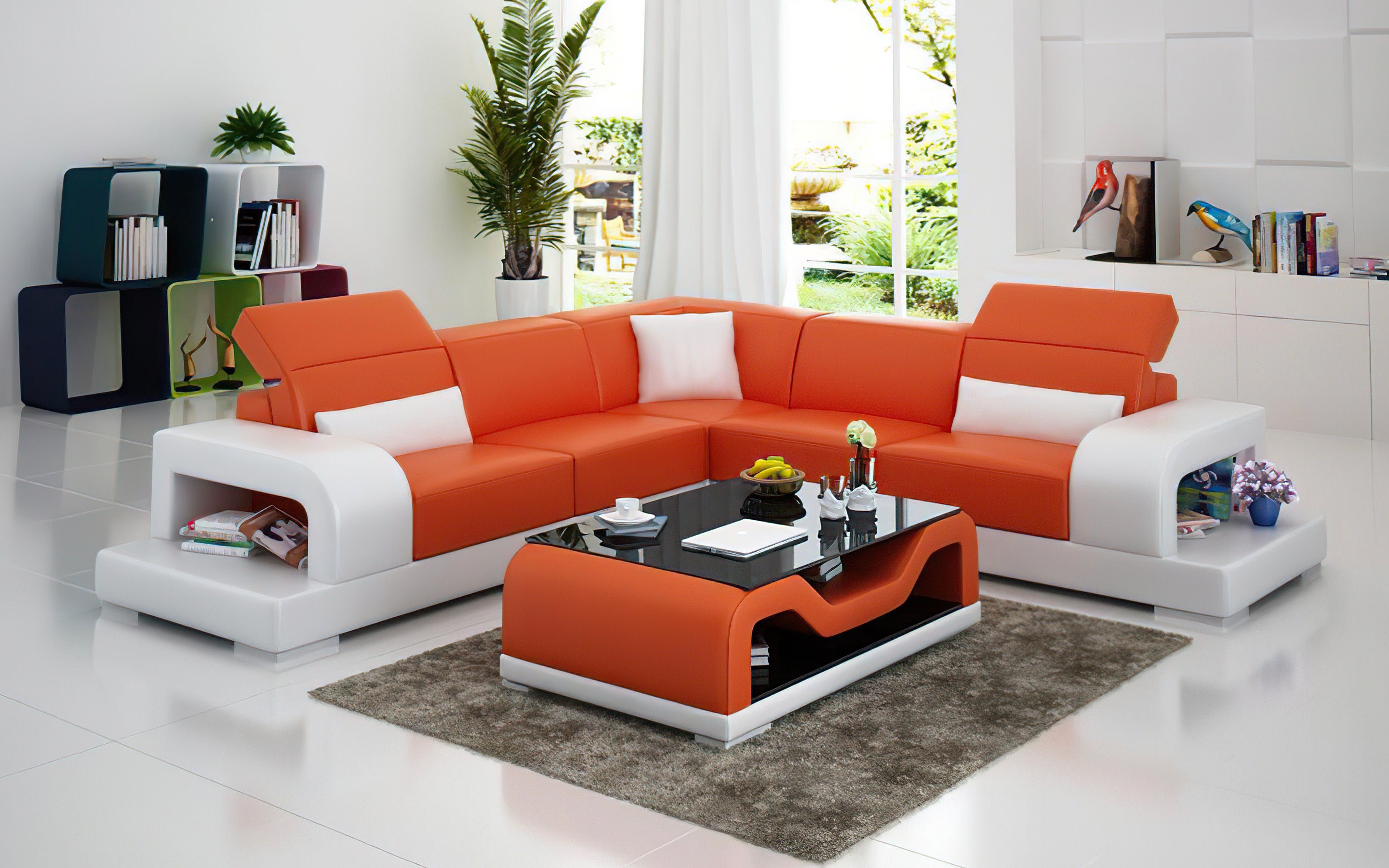 Modern Leather Sectional Sofa - Contemporary L-Shaped Couch for Living Room | Stylish & Comfortable Leather Sofa Set for Home, Office, or Lounge