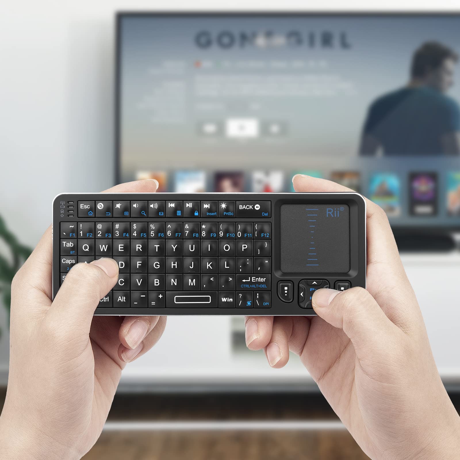 Rii Mini Bluetooth Keyboard K06 - Backlit Wireless Keyboard with IR Learning TV Remote, Portable Touchpad Keyboard for Android TV Box, Projector, Laptop, PC (Windows, Mac, Android) - Perfect for Home Entertainment & Office Work