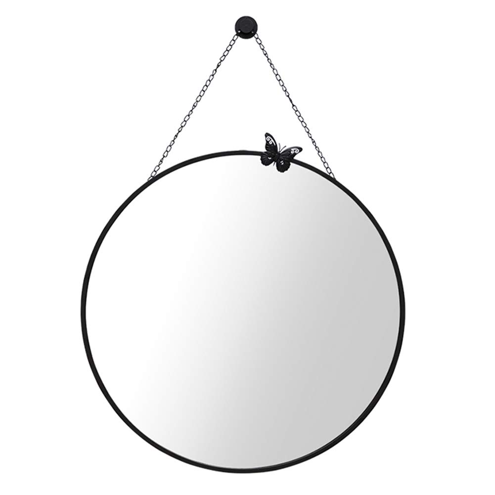 ELLENS Round Hanging Wall Mirror - Bathroom Vanity Mirror with Rustic Wood Frame, Home Decor for Living Room, Bedroom & Bathroom | Perfect for Makeup, Selfie Backdrop & Wall Decor