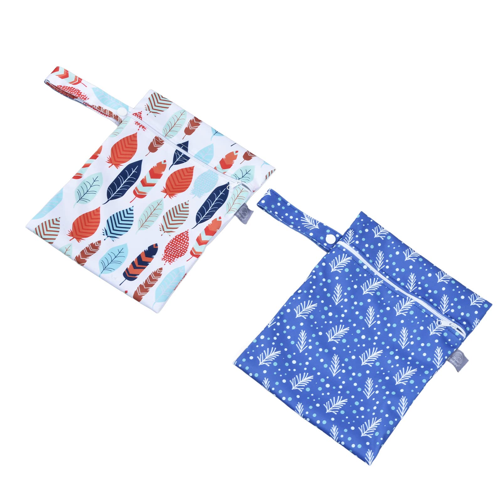 Waterproof Reusable Cloth Wet Dry Bags - 2 Pack PUL Fabric Storage Pouches for Daycare, Travel & Swim Gear (ES075-021) - Perfect for Baby Diapers, Gym Clothes & Beach Essentials