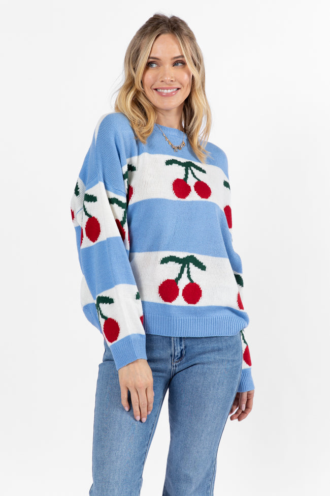 Stylish Blue Sweater for Women | The Cherry On Top Collection | Cozy & Trendy Pullover | Perfect for Casual Outfits & Winter Layering
