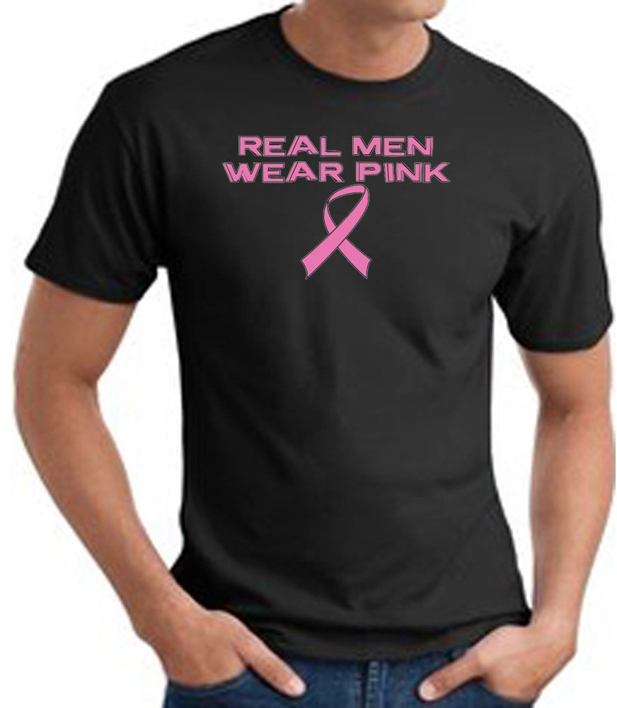 Breast Cancer Awareness T-Shirt for Men - Real Men Wear Pink Ribbon Tee in Black | Support Cancer Awareness & Show Solidarity
