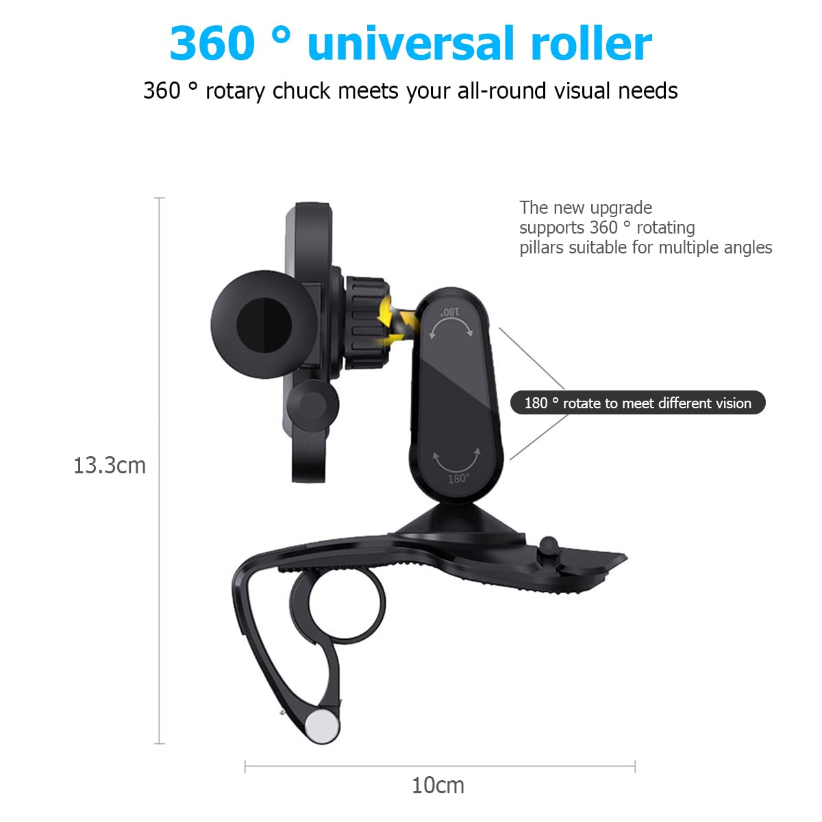 CGEAMDY Universal Car Phone Holder Mount - 360° Rotatable Dashboard Phone Stand with Parking Number Plate, One-Hand Operation, Fits All Smartphones 7.6-17.7cm (3-7 inches) - Perfect for GPS Navigation, Hands-Free Calling & Road Trips