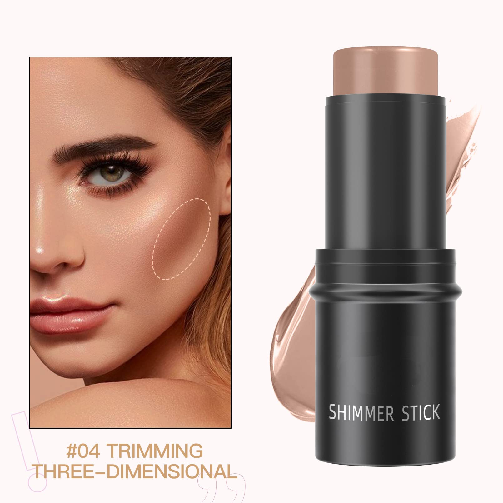 Contour Stick Makeup Set - 1 Pack Shimmer Highlighter & Moisturizer Blush Stick for Lips, Cheeks - Anti-Aging Face Cosmetics for Mature Skin & Older Women | Perfect for Daily Makeup & Professional Contouring