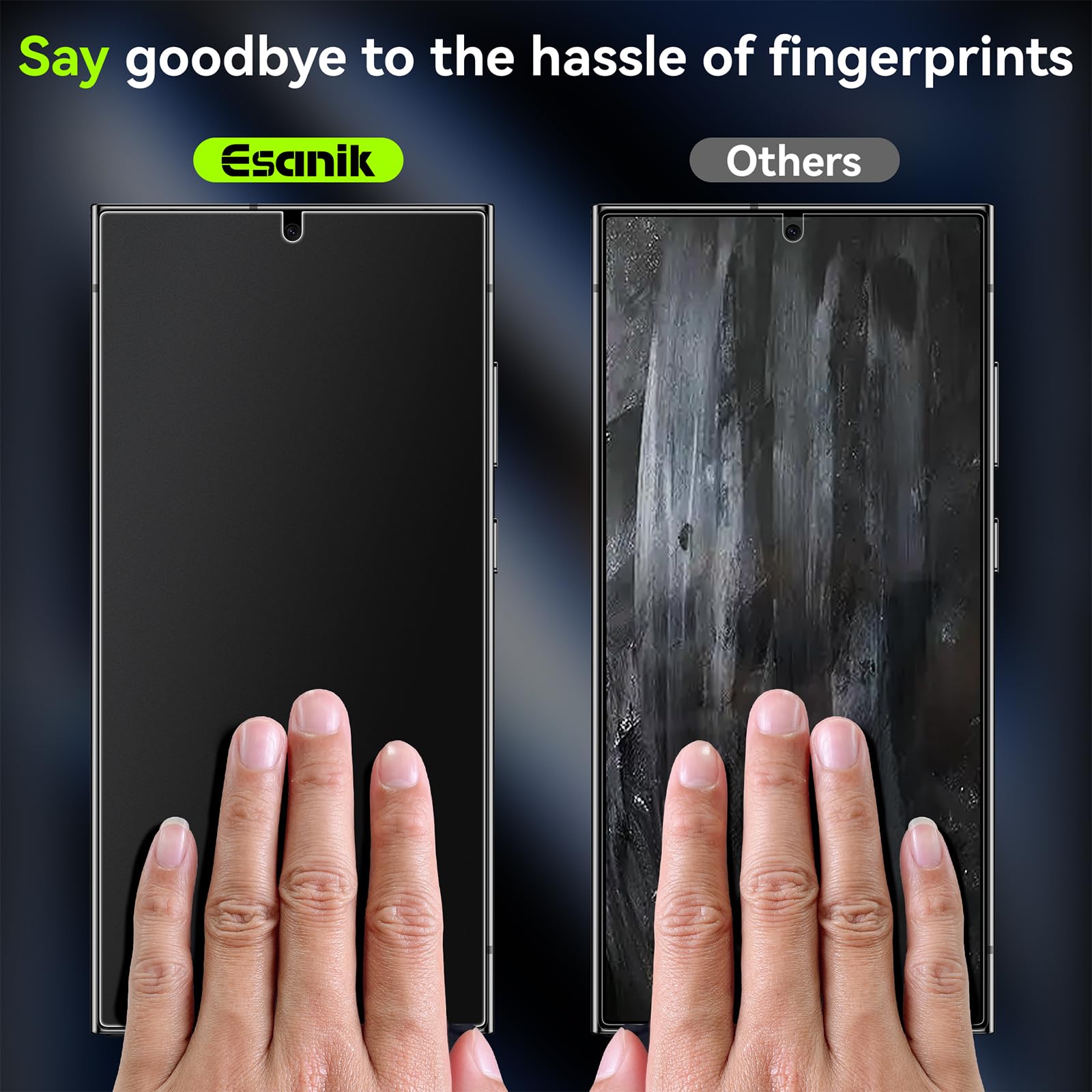 Esanik 2 Pack Matte Screen Protector for Samsung Galaxy S24 Ultra - Anti Glare, 7H PET Film, Full Coverage, Fingerprint ID Compatible, Auto-Alignment & Dust Removal - Perfect for Office, Gaming & Outdoor Use
