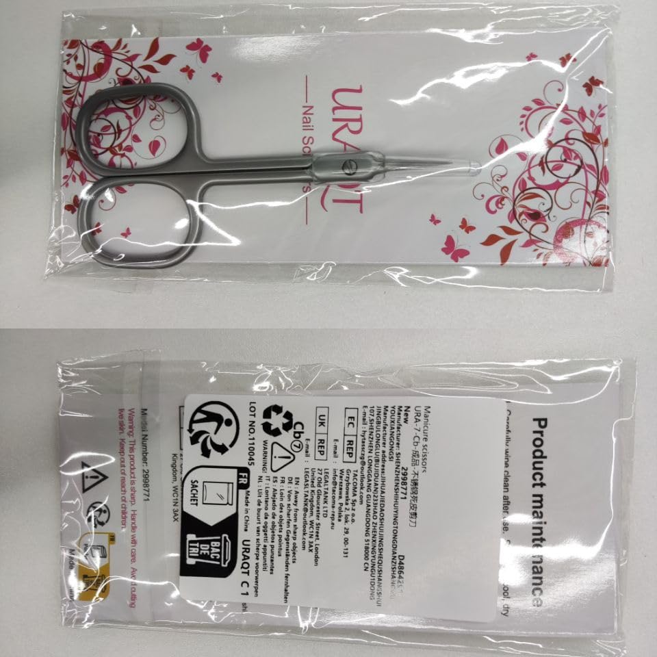 Professional Stainless Steel Cuticle & Manicure Scissors Kit - Sharp Curved Nail, Eyebrow, Mustache & Grooming Scissors for Dry Skin Care - Perfect for Home Salon, Travel & Professional Nail Grooming