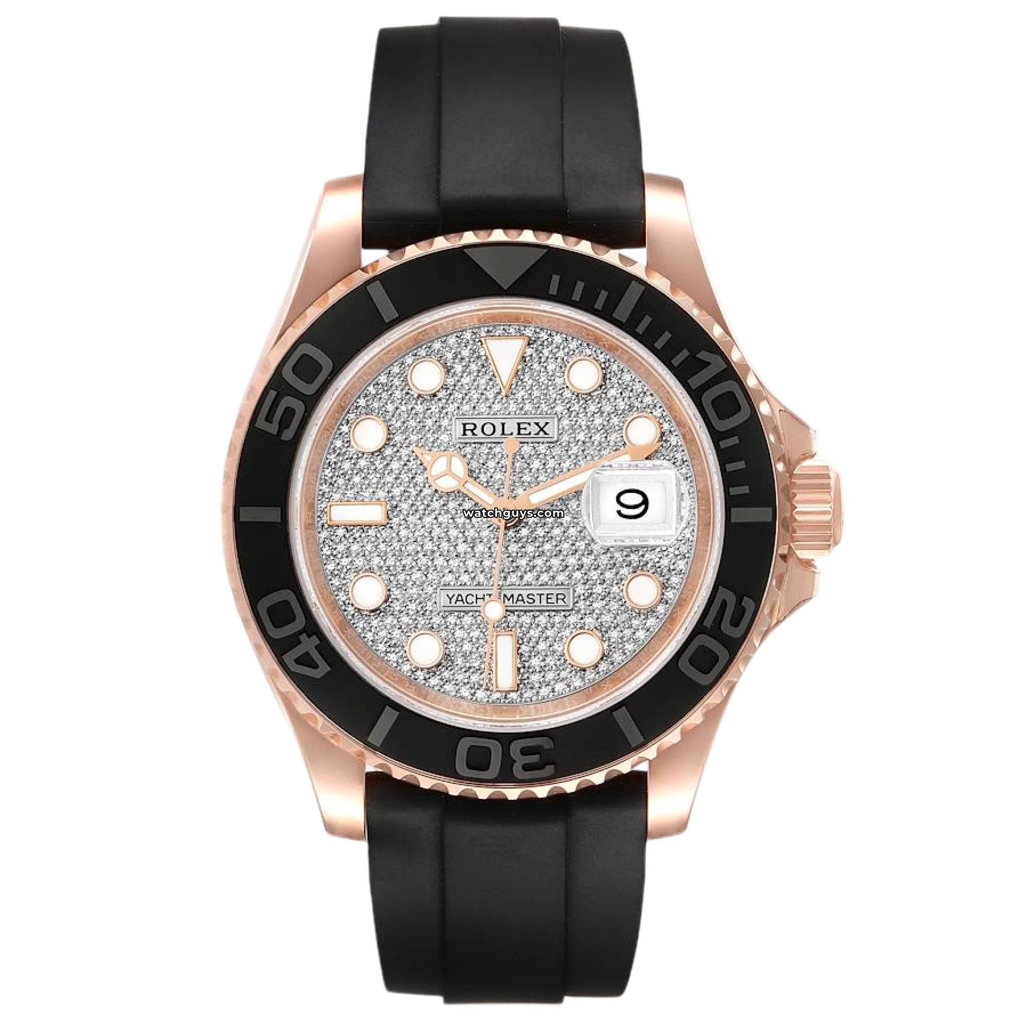 Luxury Rolex Yacht Master 116655 Men's Watch with Diamond Pave Bezel & Oysterflex Band - Perfect for Sailing, Yachting & High-End Fashion Events