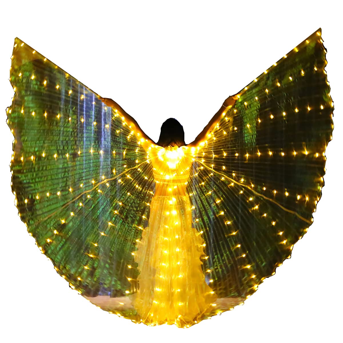 LED Belly Dance Isis Wings for Women - Glow in the Dark Christmas Costume Cape - Perfect for Halloween, Cosplay, and Stage Performances