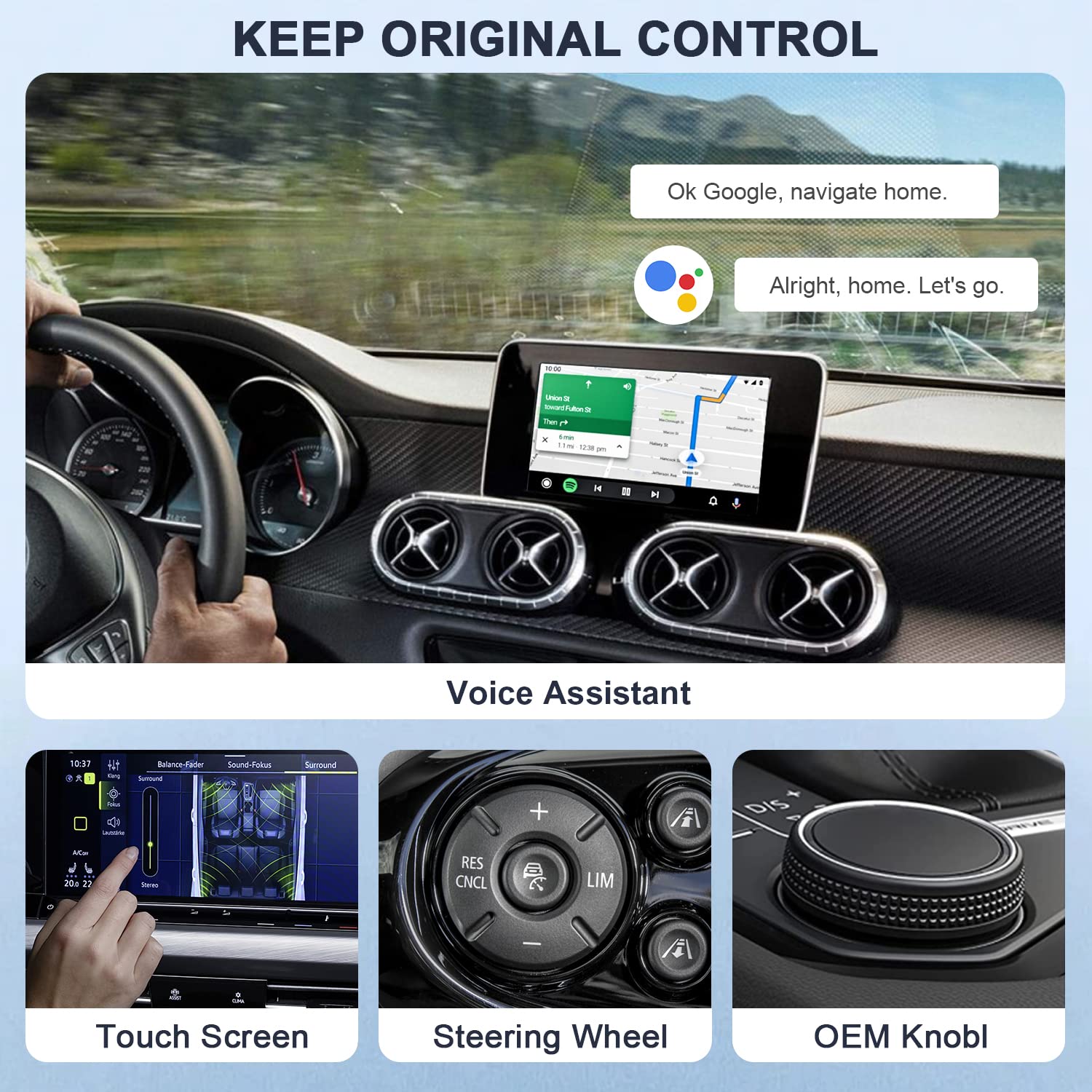 Teeran Wireless Android Auto Adapter - Plug & Play Dongle for OEM Wired Android Auto Cars | Converts Wired to Wireless | Compatible with Android Phones | Easy Setup | Black | Perfect for Commuting & Road Trips