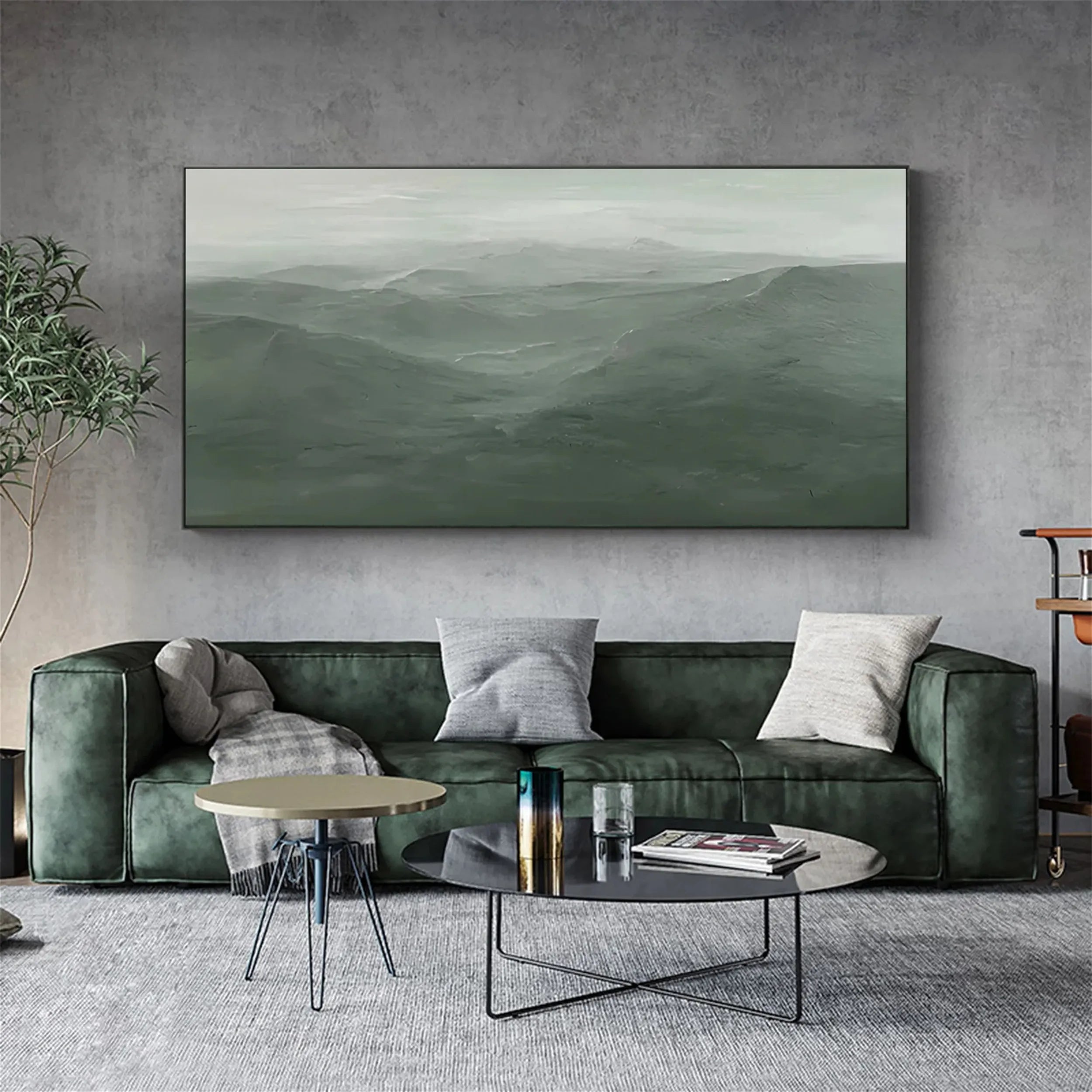 Blue & Green Abstract Wall Art Canvas Print #BG018 - Modern Home Decor for Living Room, Bedroom & Office