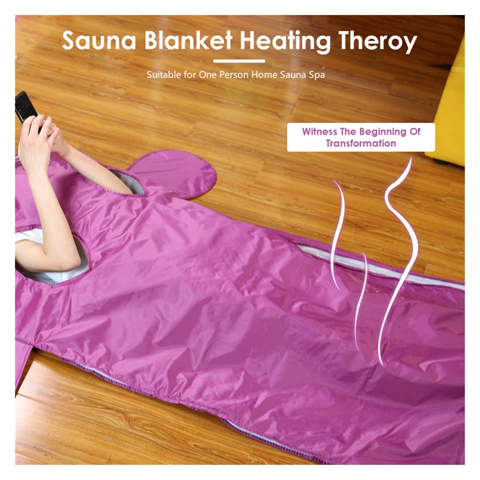 Purple Portable Sauna Blanket with Digital Temperature Control - Detox & Slimming Body Wrap for Weight Loss, Spa & Home Use - Hand Reachable Design for Easy Adjustment