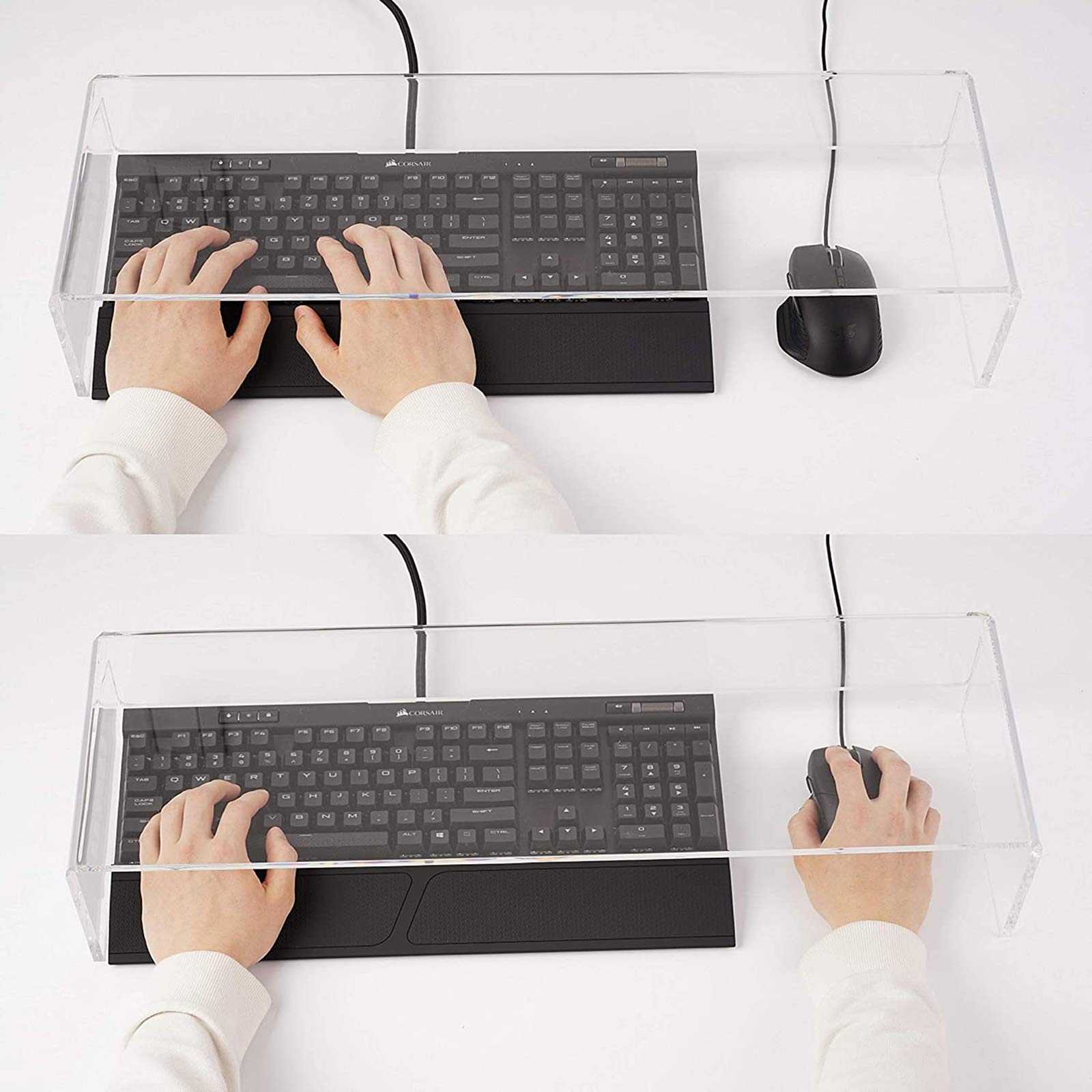 Anti-Cat Clear Acrylic Keyboard Cover for Laptop & Desktop - 20.7x7.9x3.9in Ergonomic Space-Saving Monitor Stand with Durable 0.4in Thick Design | Perfect for Home Office, Gaming Setup & Workspace Organization