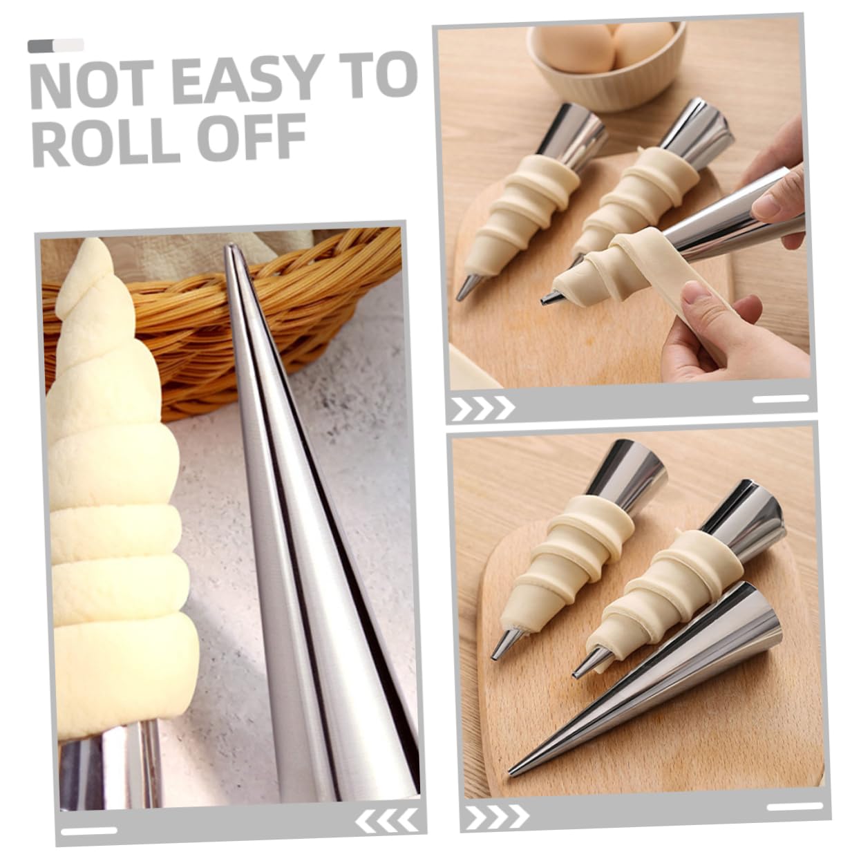 Premium Stainless Steel Croissant Cone & Cream Horn Molds Set - 10pcs Professional Pastry Baking Tools for French Desserts, Cannoli, Ice Cream Cones - Perfect for Home Bakers & Commercial Kitchens