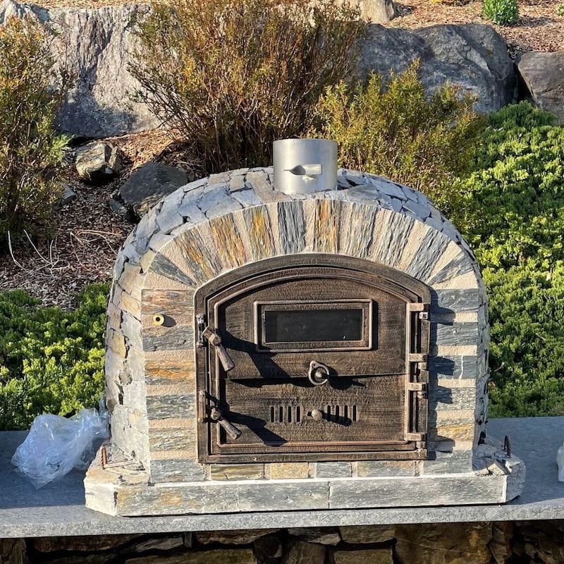 Premium Lisboa Brick Pizza Oven with Stone Finish - Outdoor Wood Fired Oven for Backyard, Garden & Patio Pizza Making