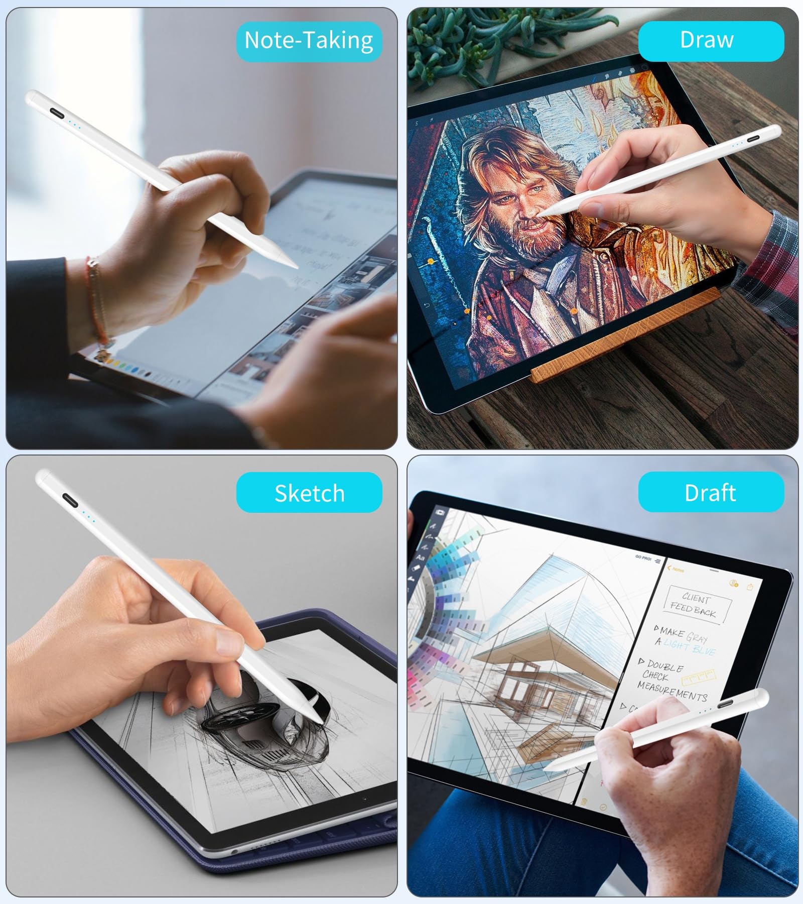 MMK Stylus Pen for iPad (2018-2024) - Pixel Perfect Precision with Tilt & Palm Rejection - Compatible with iPad 10/9/8/7/6, iPad Pro 11