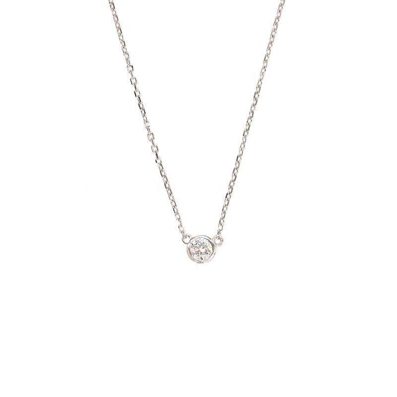 White Diamond Bezel Necklace for Women - Elegant 14K Gold Plated Pendant Jewelry Gift for Anniversary, Valentine's Day & Special Occasions